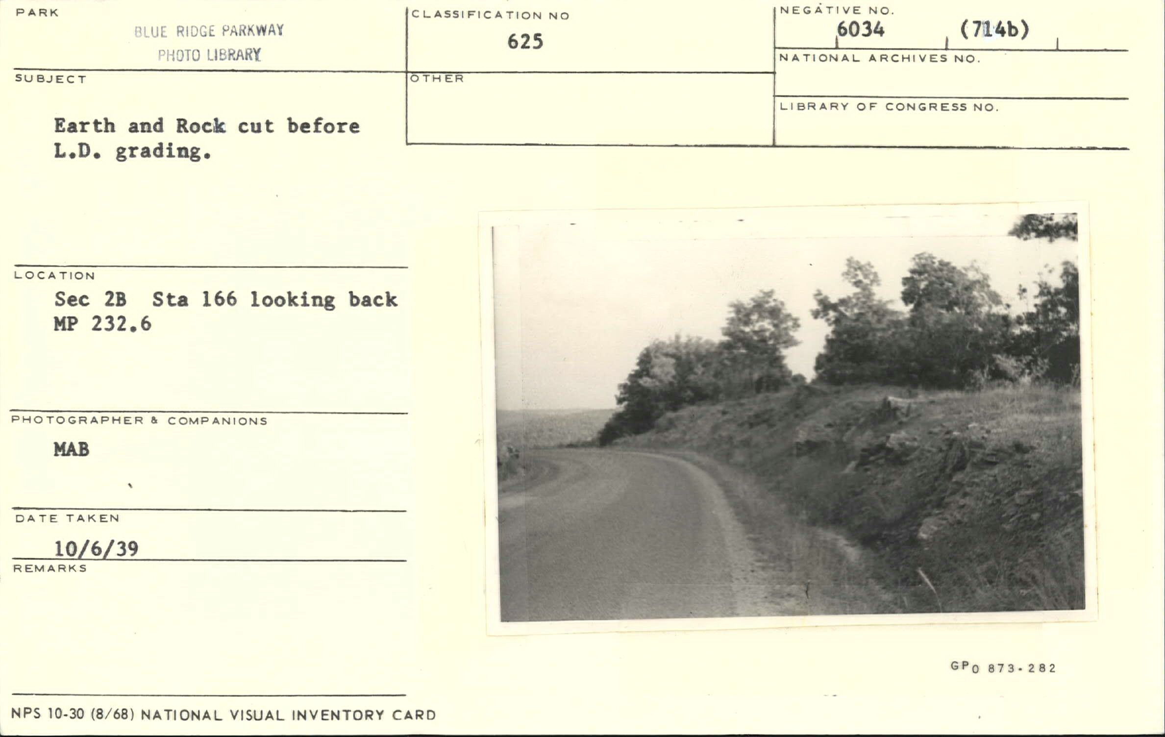 Earth and rock cut before L.D. grading