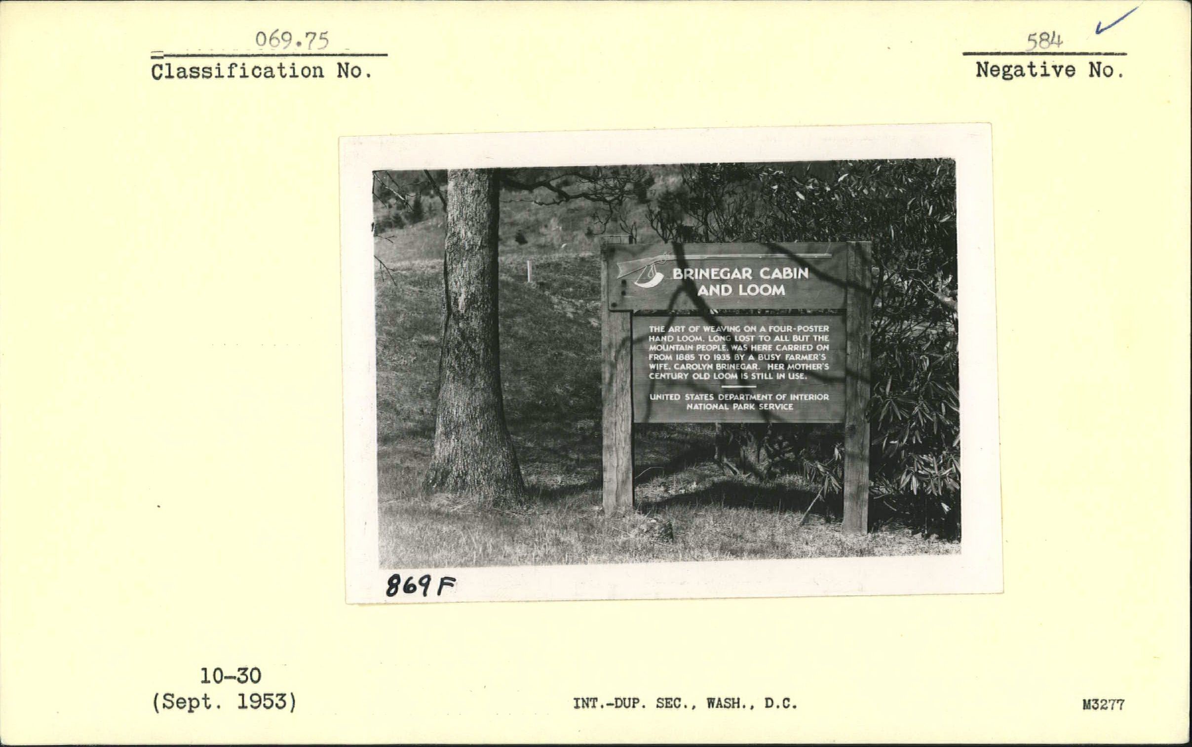 Brinegar Cabin and Loom interpretive sign