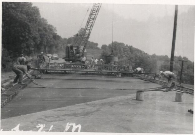 Placing concrete in the deck of Span 1