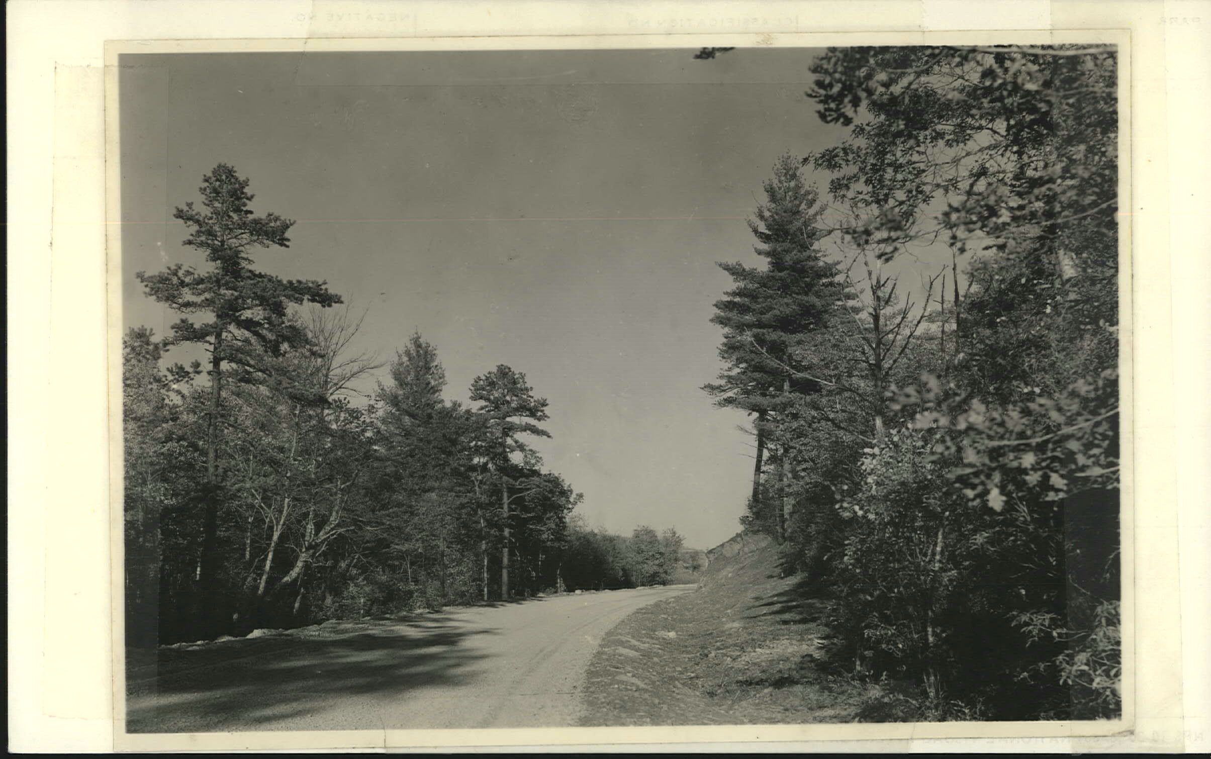 Looking north along Parkway showing rock outcropping