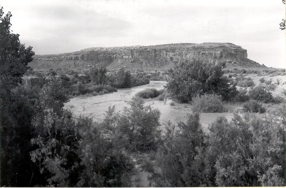 Chaco Arroyo at Flood Stage; Near Residence Area