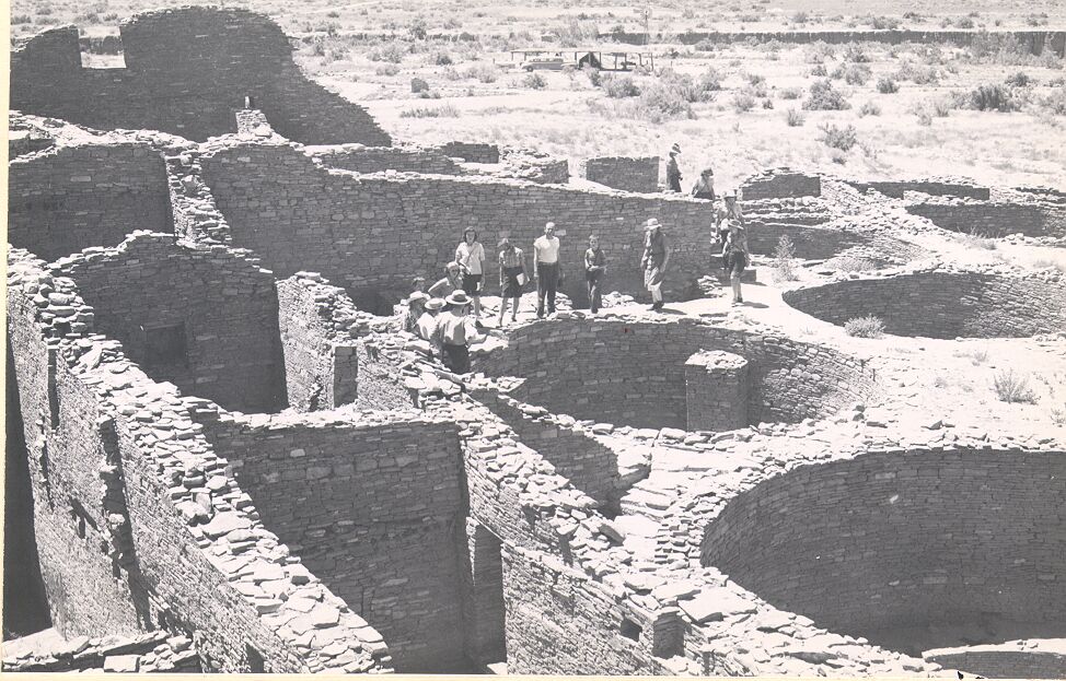 Ranger William Guillet Leading A Tour of Girl Scouts At the Third Story Kiva On the East Side of Pueblo Bonito