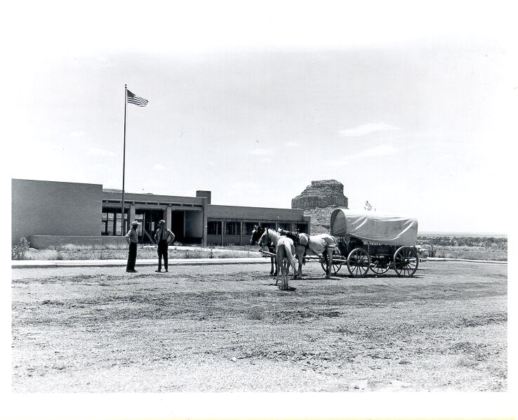 Navajo Family Being Greated By Park Ranger at the Visitor Center