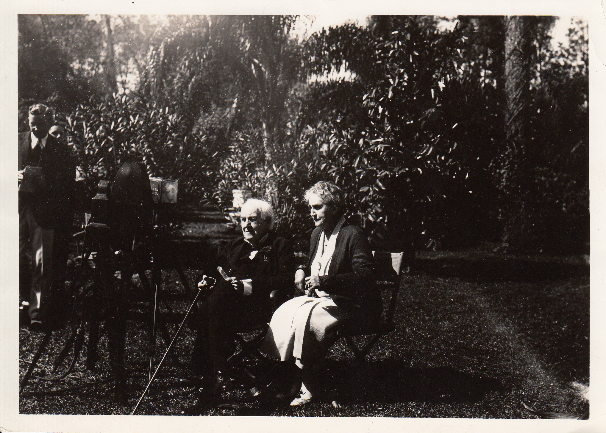 Thomas Edison and Mina Edison on his 84th birthday.