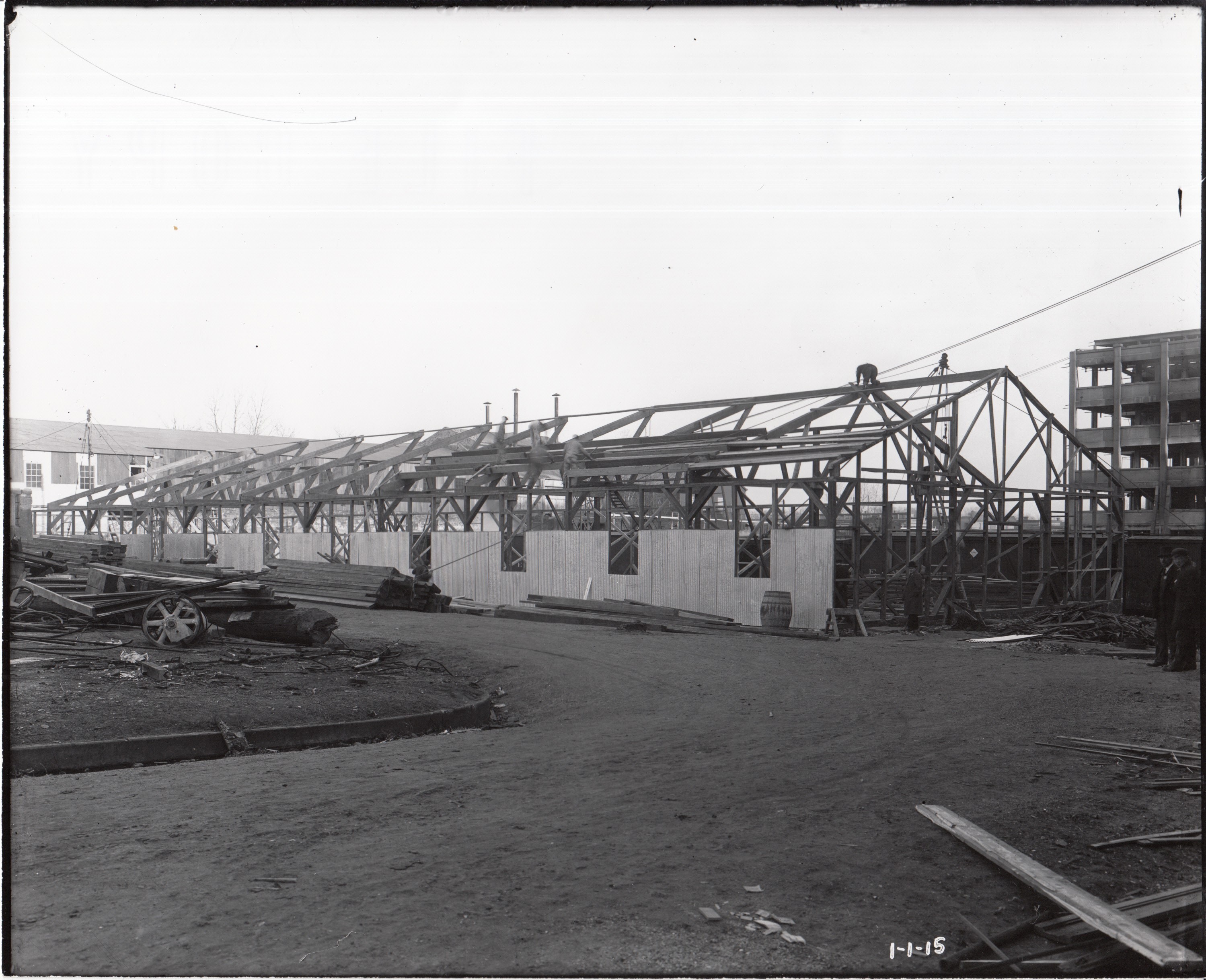 Construction of Building 21, record storage building
