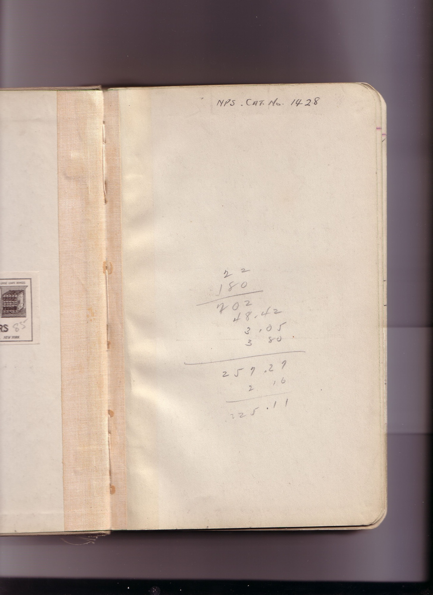 Thomas Edison's New York City Recording Studio Cash Book 17 (of 21), Image 03 (of 244).