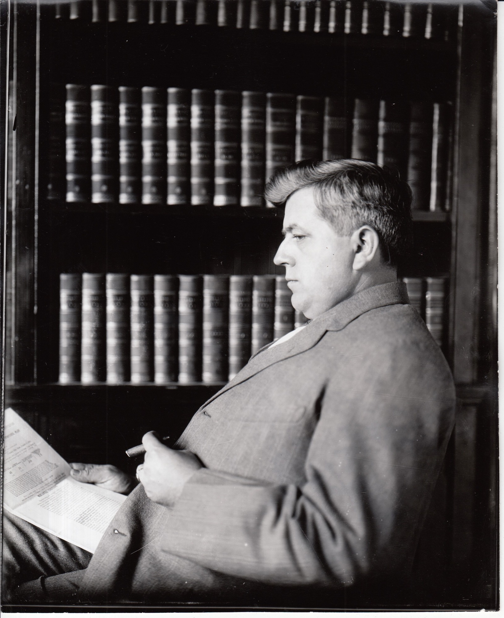 Robert A. Bachman in library of Laboratory Building 5.