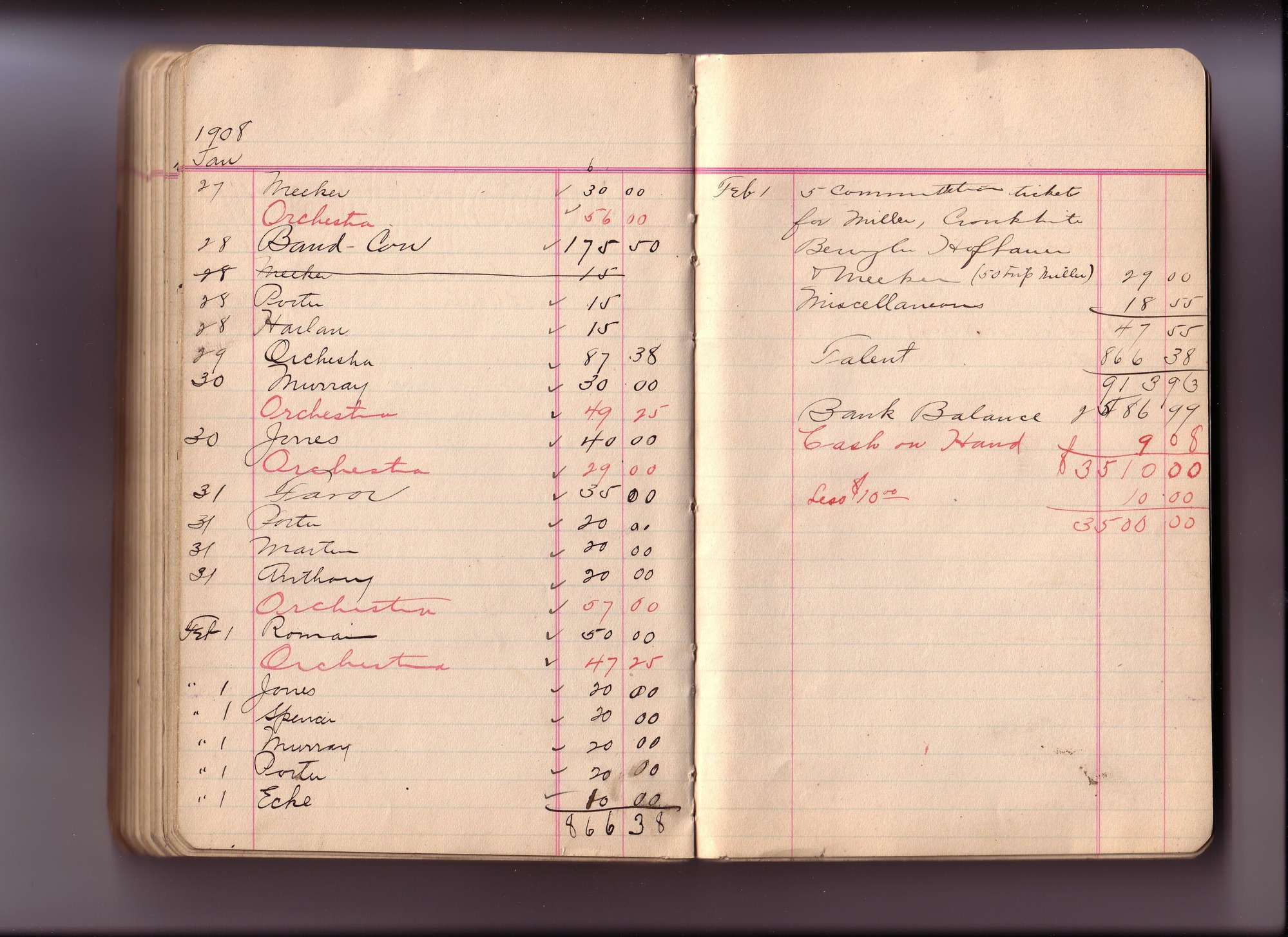 Thomas Edison's New York City Recording Studio Cash Book 03 (of 21), Image 86 (of 93).