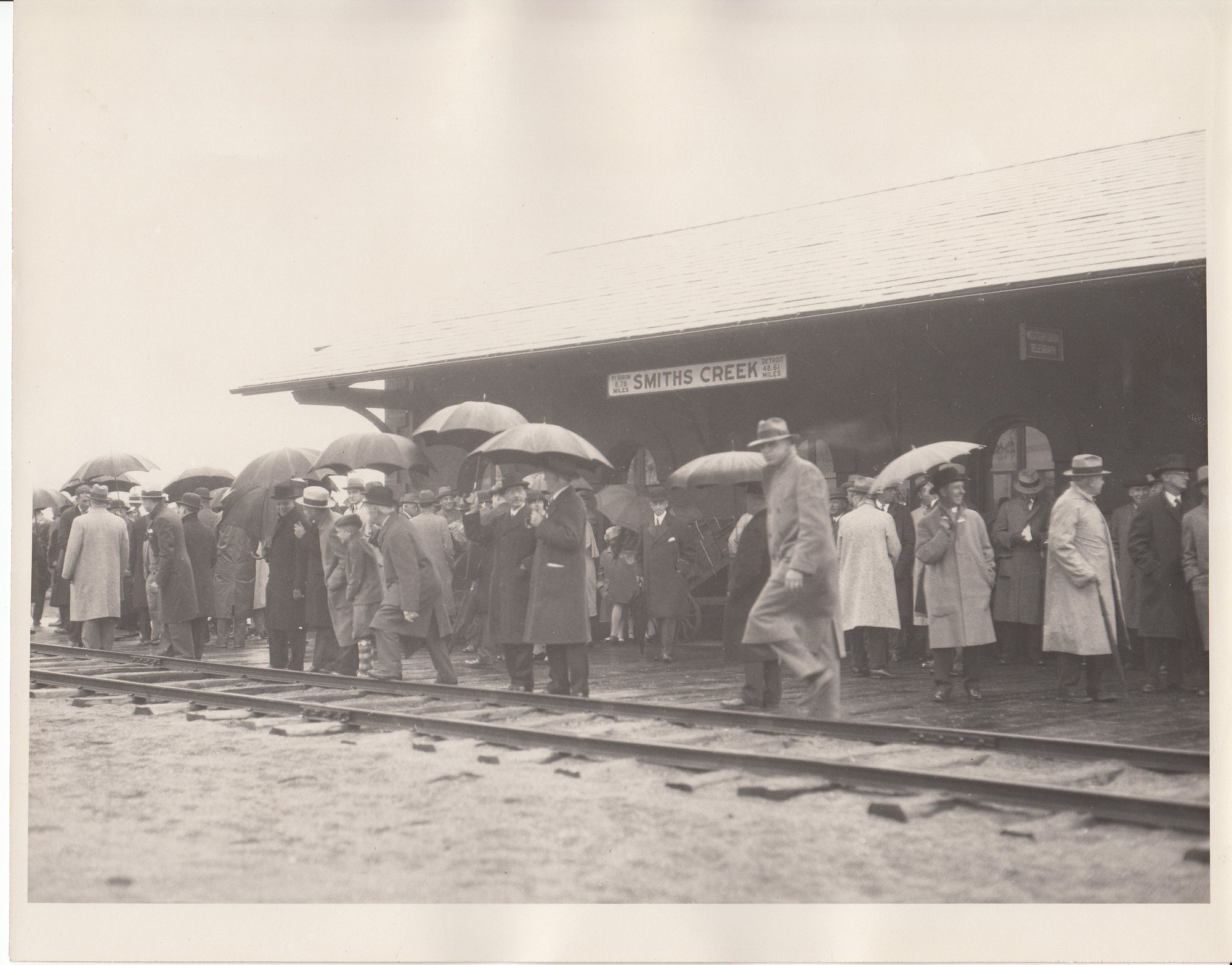 Smiths Creek station, before the arrival of the Presidential train from Detroit.