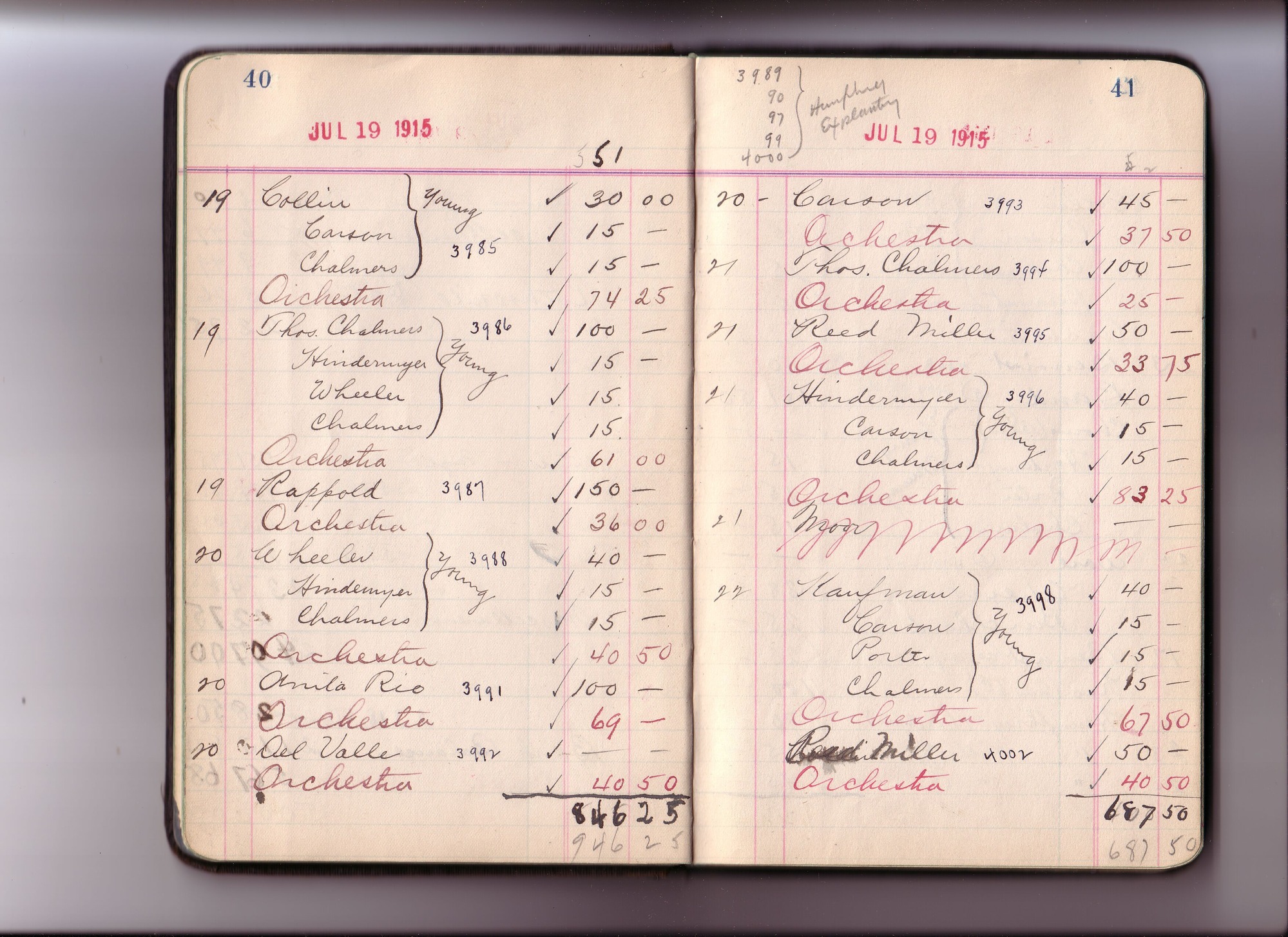 Thomas Edison's New York City Recording Studio Cash Book 12 (of 21), Image 29 (of 88).