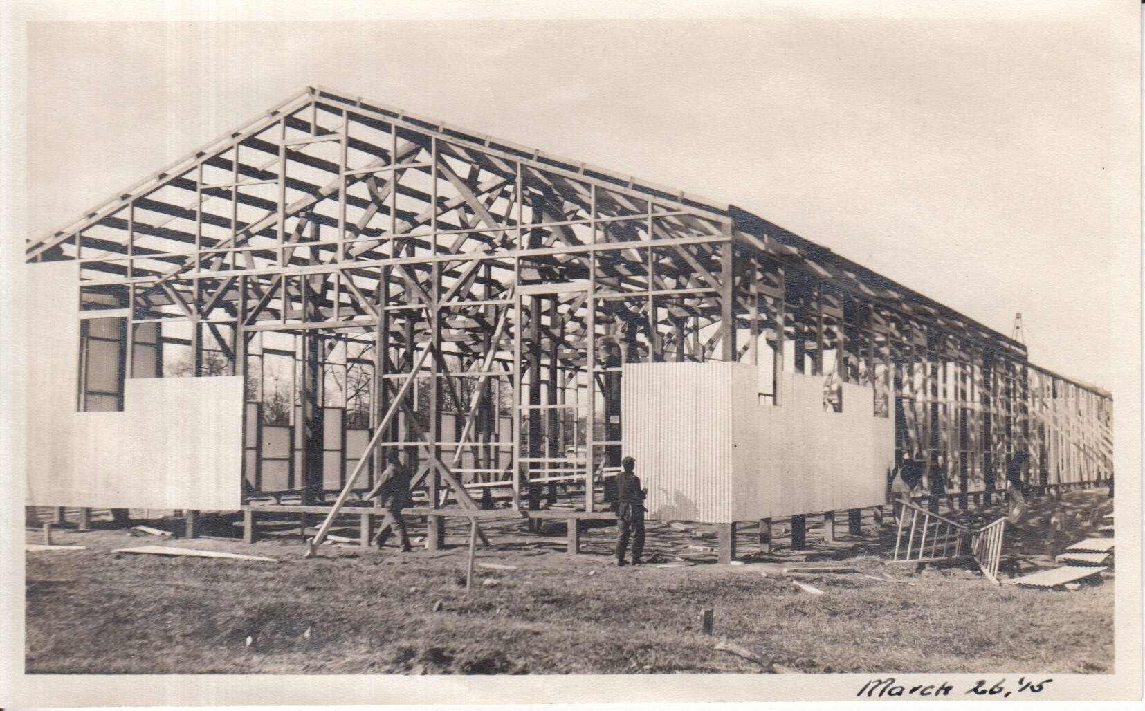 Aniline plant under construction at chemical works.