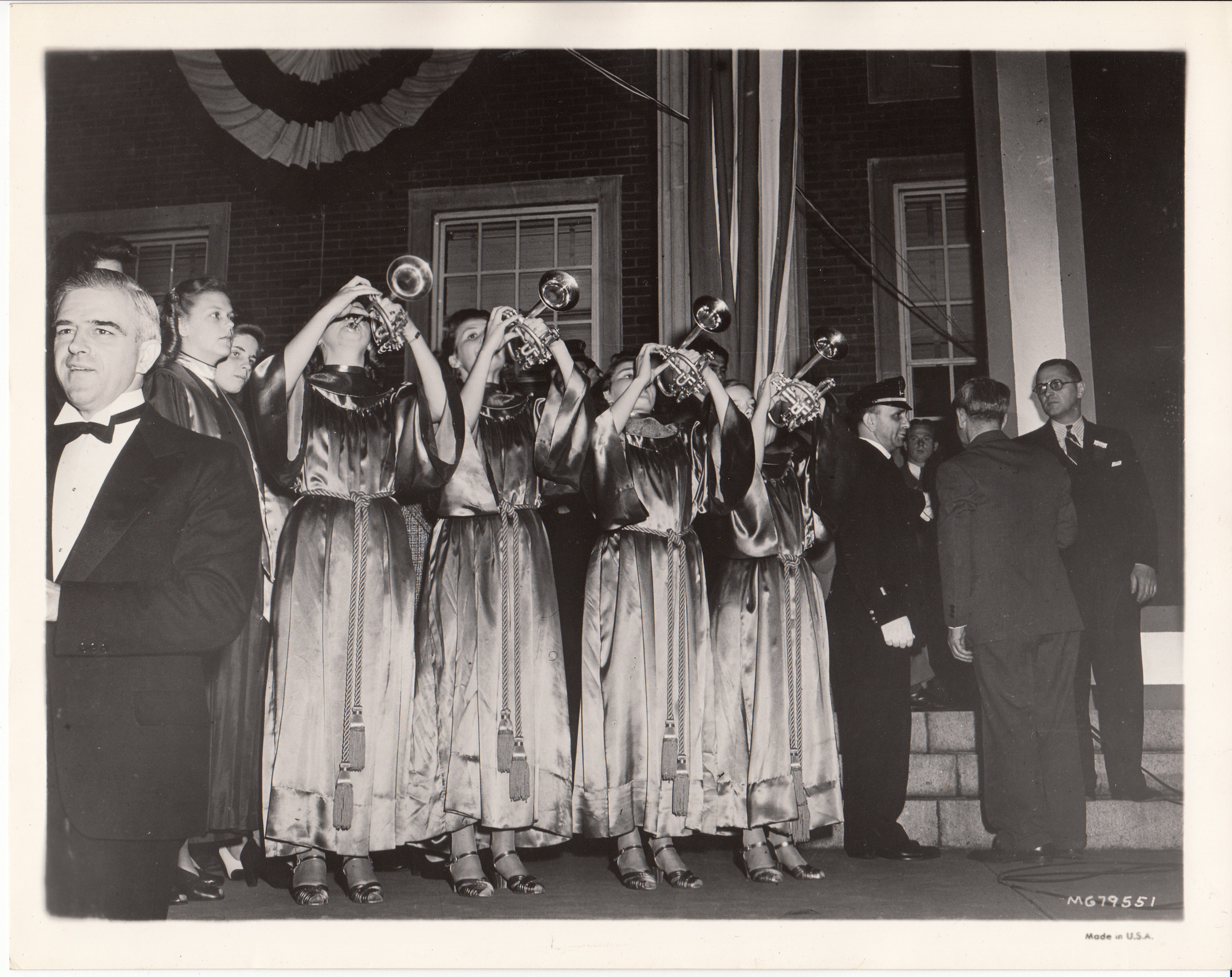 Girls playing trumpets at Edison Pageant of Progress.
