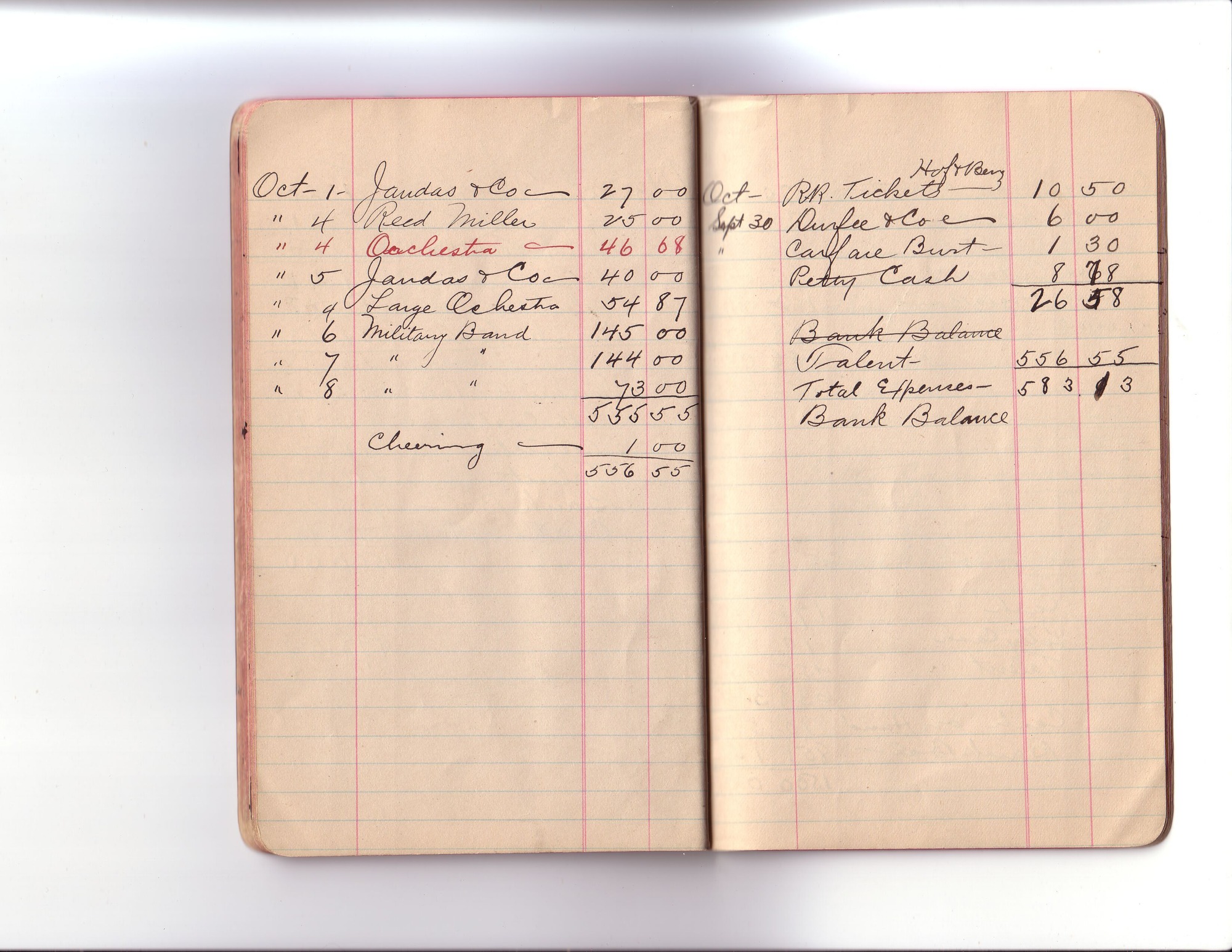 Thomas Edison's New York City Recording Studio Cash Book 01 (of 21), Image 30 (of 41).