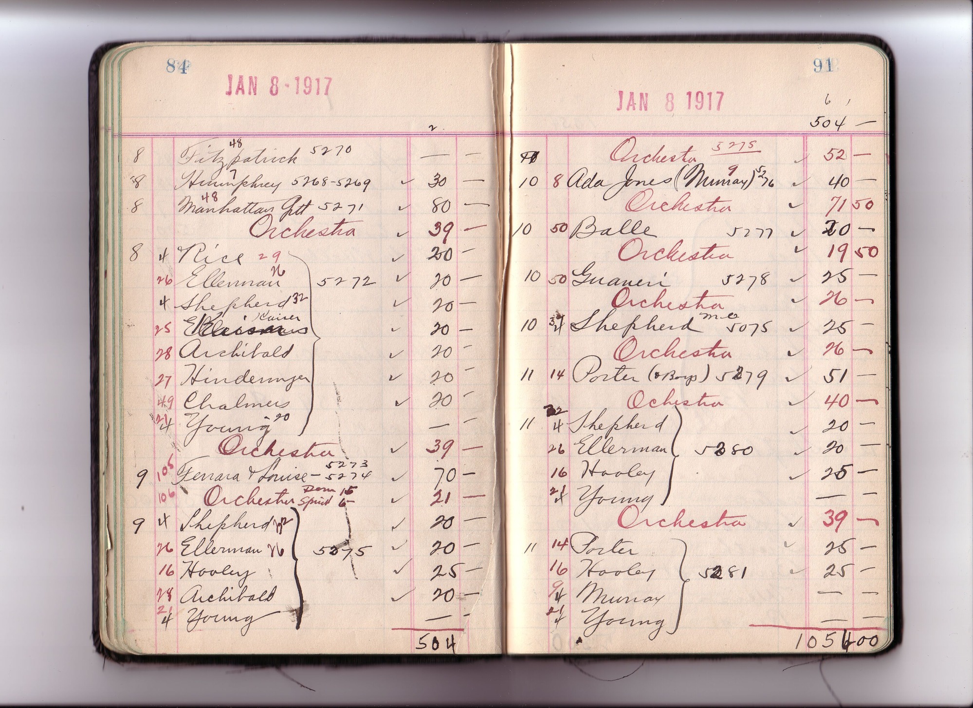 Thomas Edison's New York City Recording Studio Cash Book 14 (of 21), Image 31 (of 64).