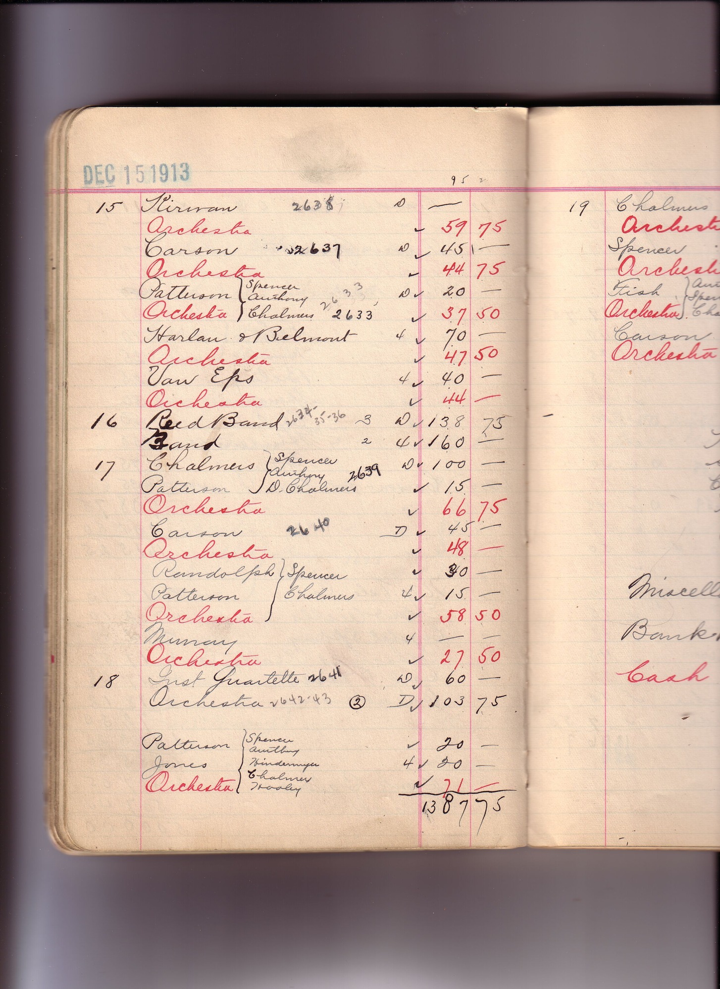 Thomas Edison's New York City Recording Studio Cash Book 10 (of 21), Image 126 (of 172).