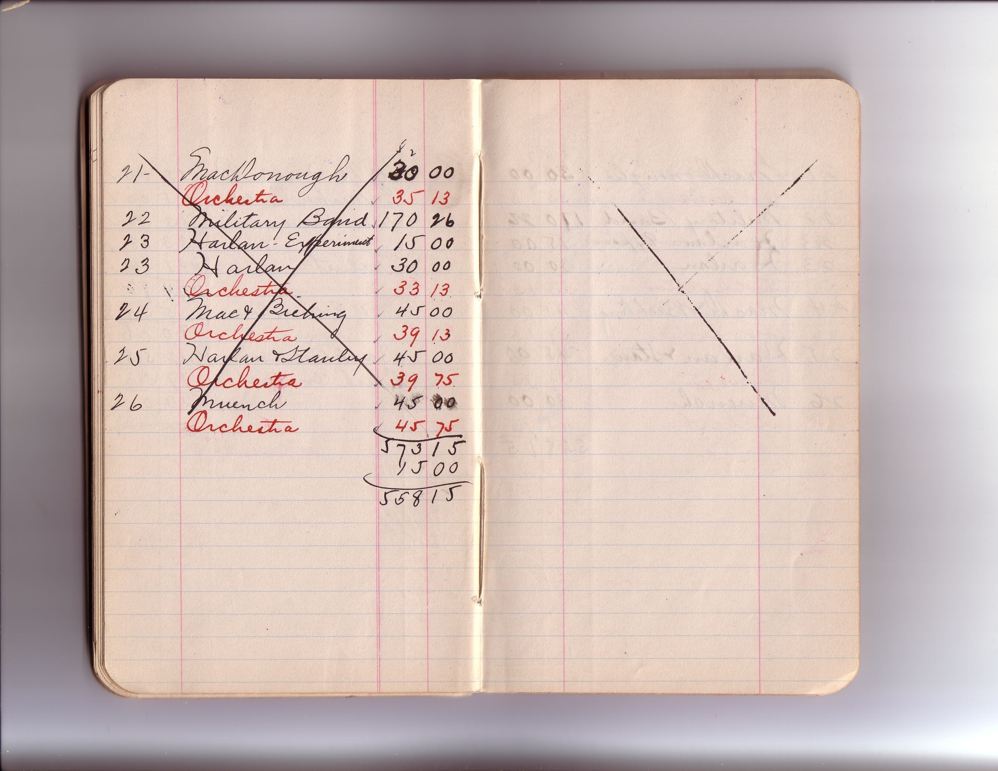 Thomas Edison's New York City Recording Studio Cash Book 02 (of 21), Image 43 (of 94). 