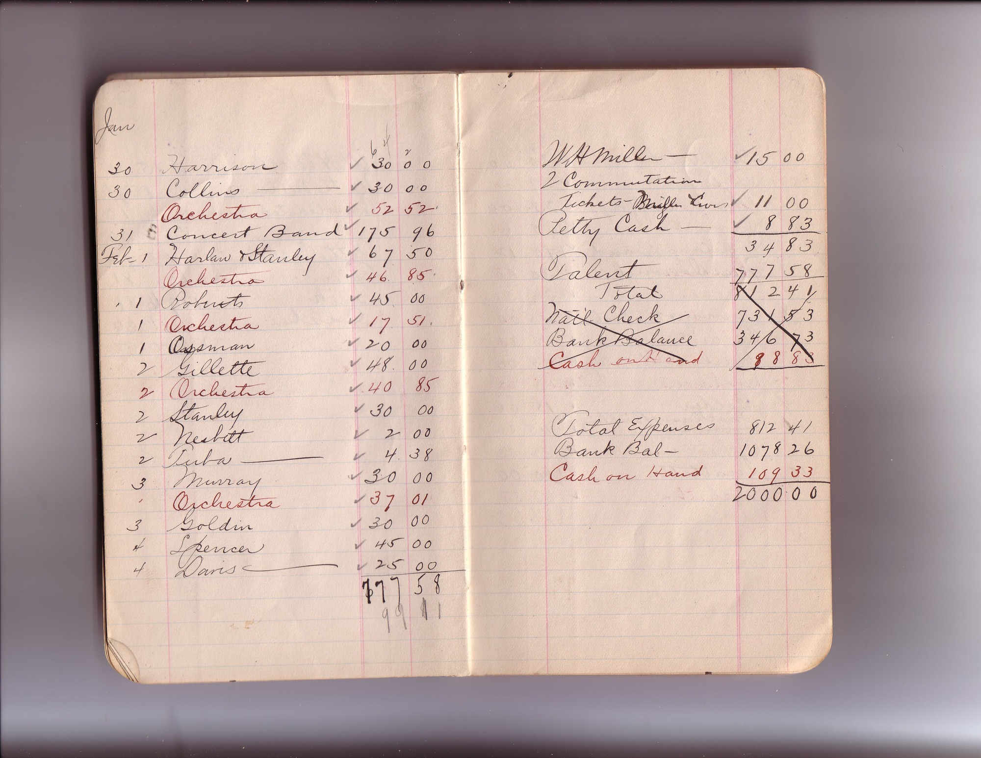 Thomas Edison's New York City Recording Studio Cash Book 02 (of 21), Image 10 (of 94).