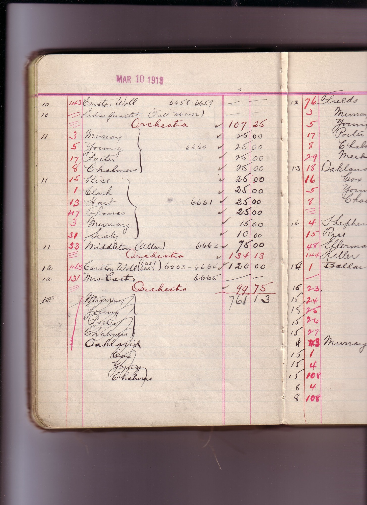 Thomas Edison's New York City Recording Studio Cash Book 16 (of 21), Image 102 (of 305)