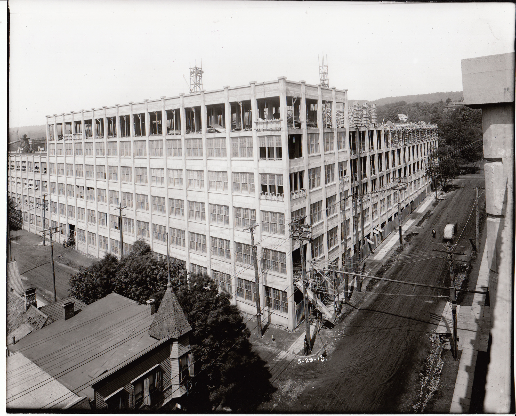 Storage Battery Building under construction, viewed from corner of Ashland Avenue, at left, and Lakeside Avenue.