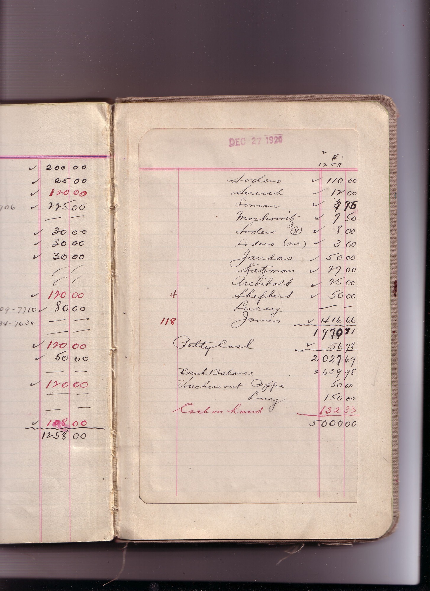 Thomas Edison's New York City Recording Studio Cash Book 16 (of 21), Image 302 (of 305).