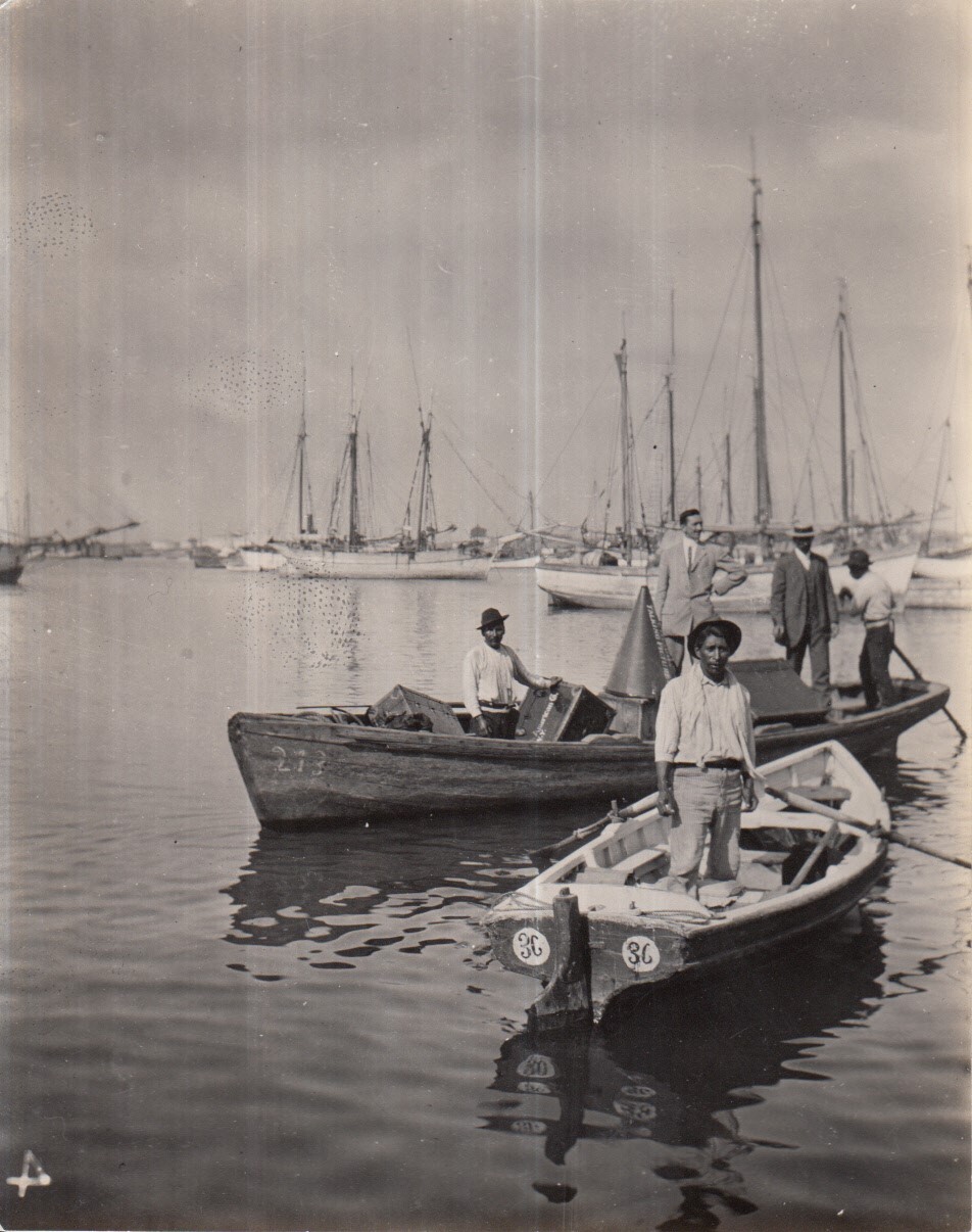 John Rogers' kinetophone outfit in Peru, equipment on boat.