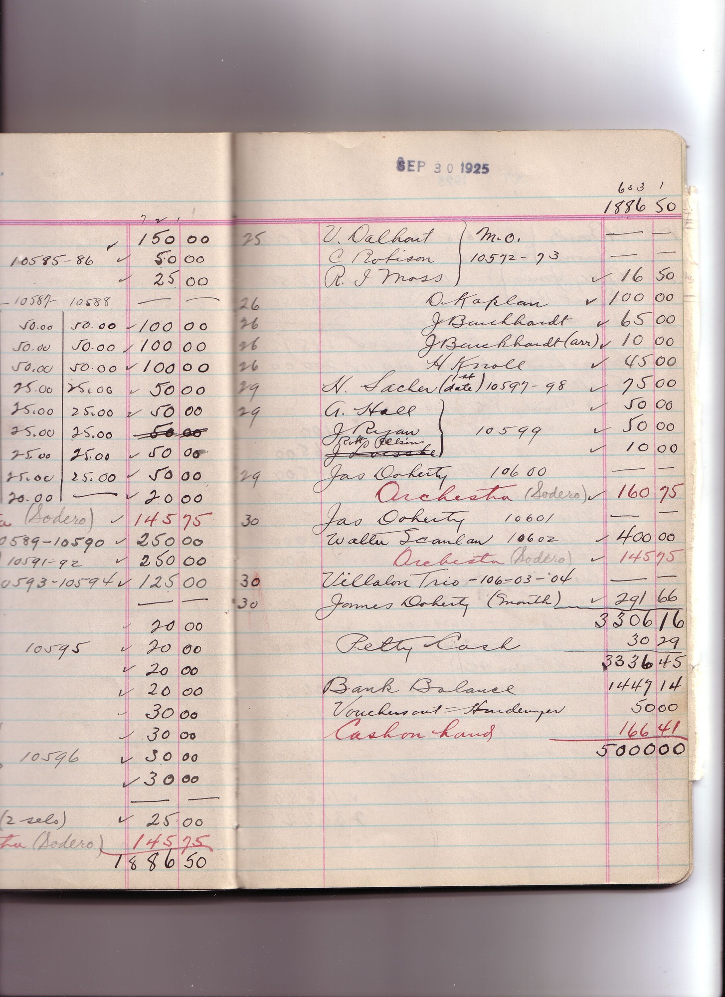 Thomas Edison's New York City Recording Studio Cash Book 18 (of 21), Image 135 (of 150).