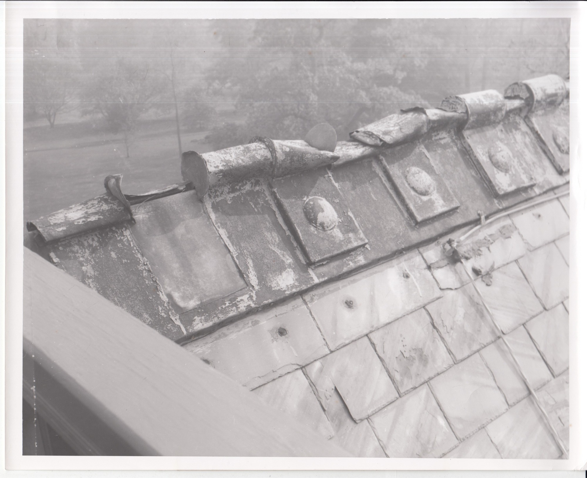 Glenmont, exterior, roof, showing deterioration.