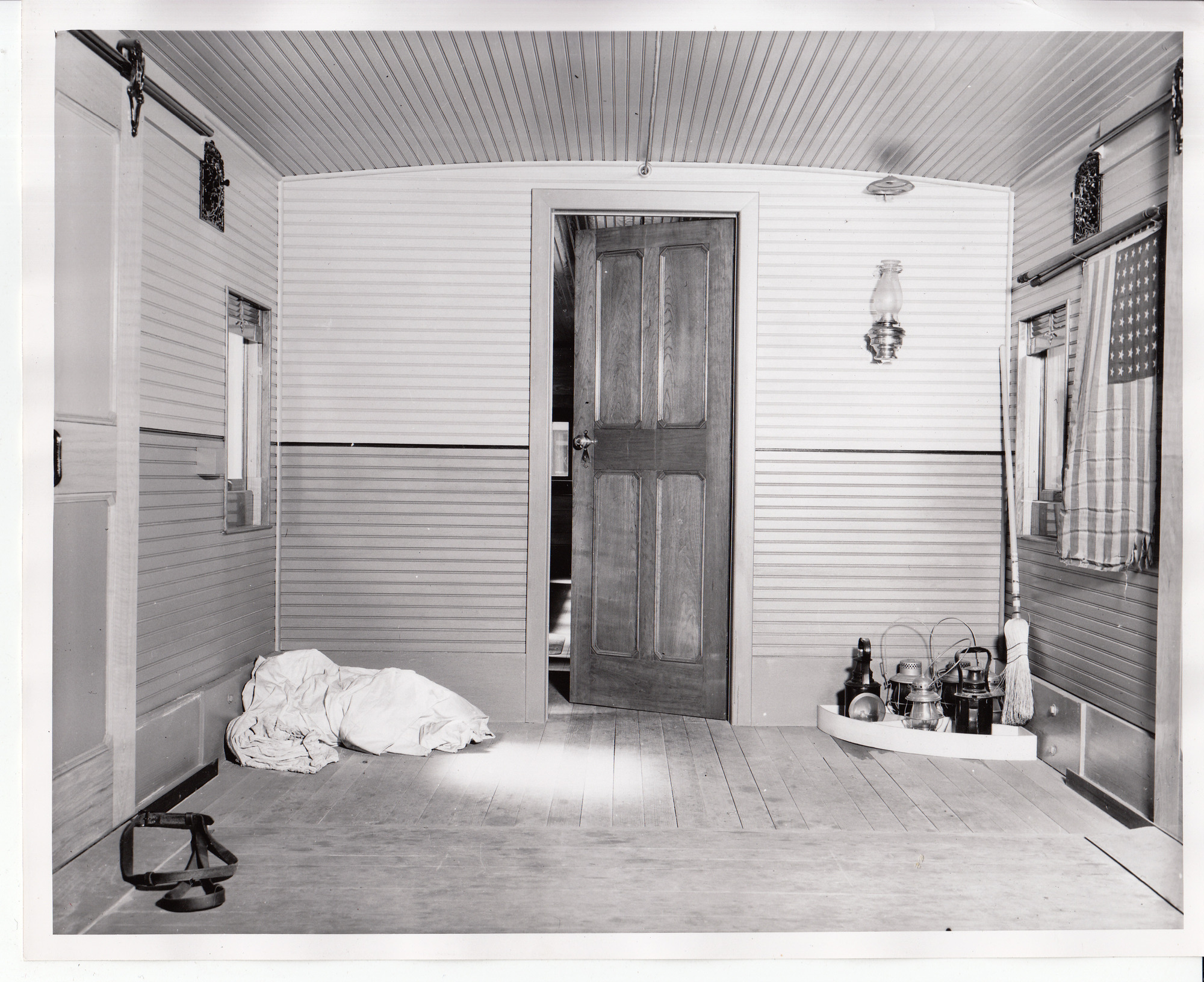 Replica of railroad car in which Thomas Edison had his first Laboratory, exterior.