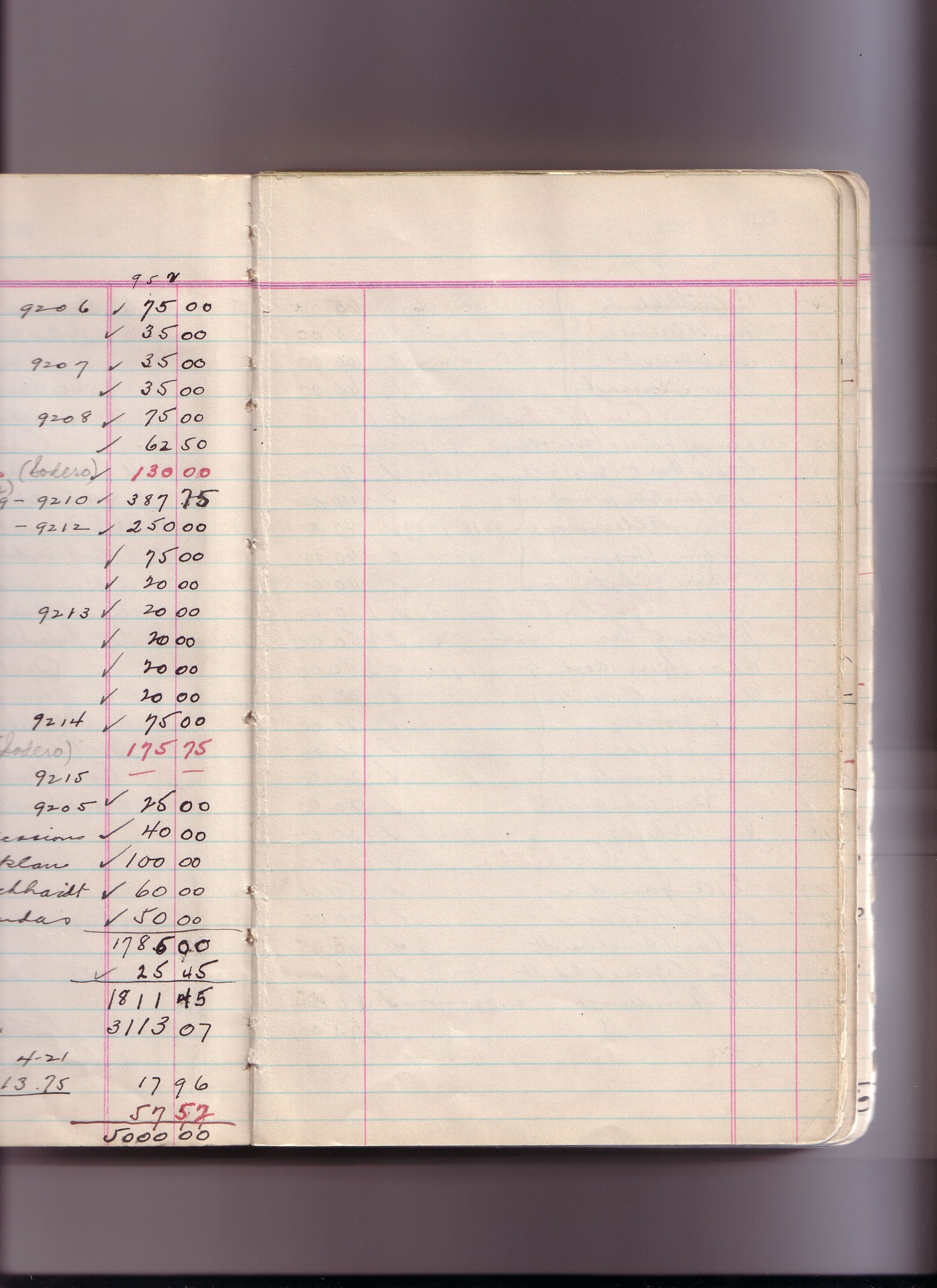 Thomas Edison's New York City Recording Studio Cash Book 18 (of 21), Image 09 (of 150).
