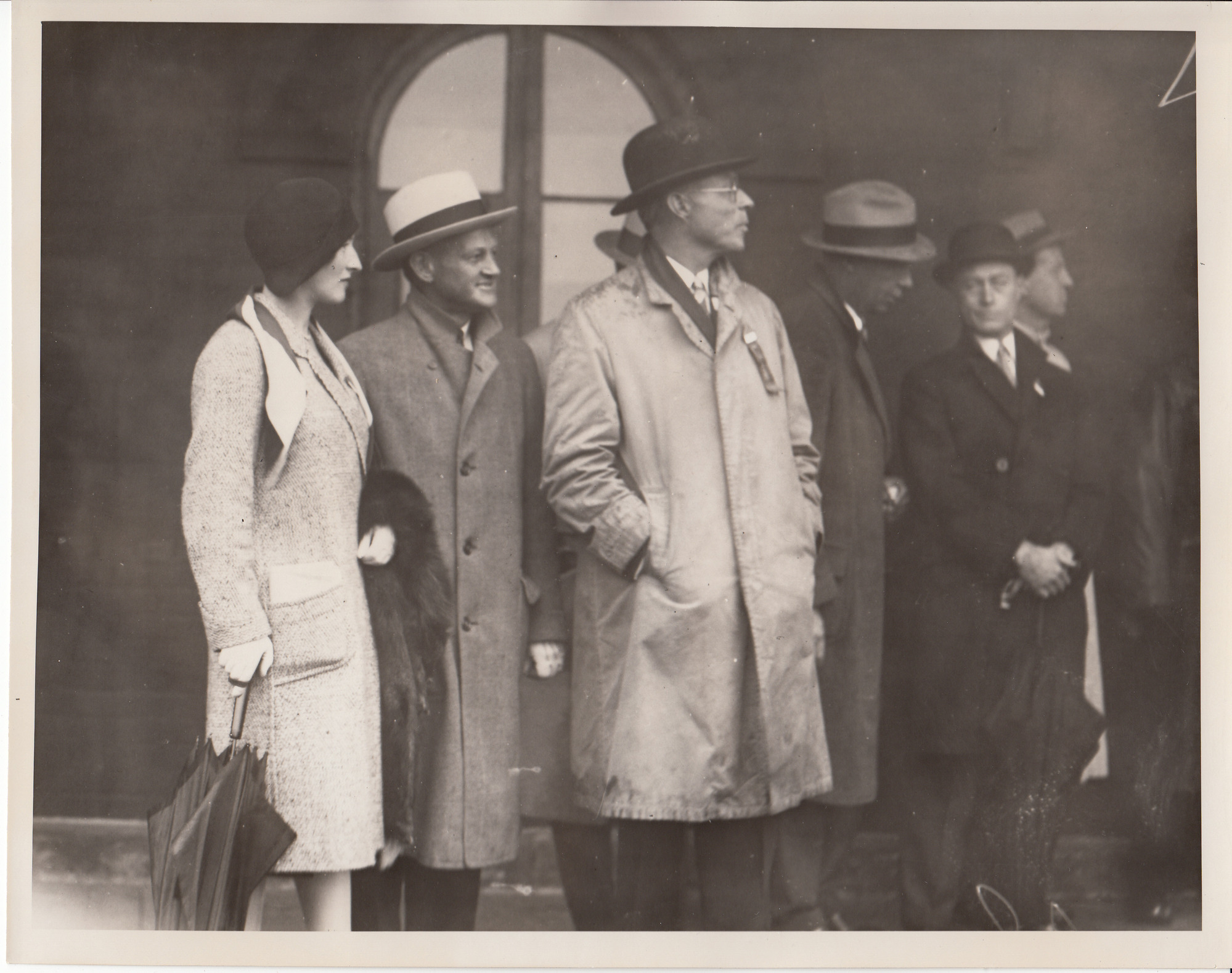 Unidentified persons awaiting Presidential train at Dearborn, Michigan.