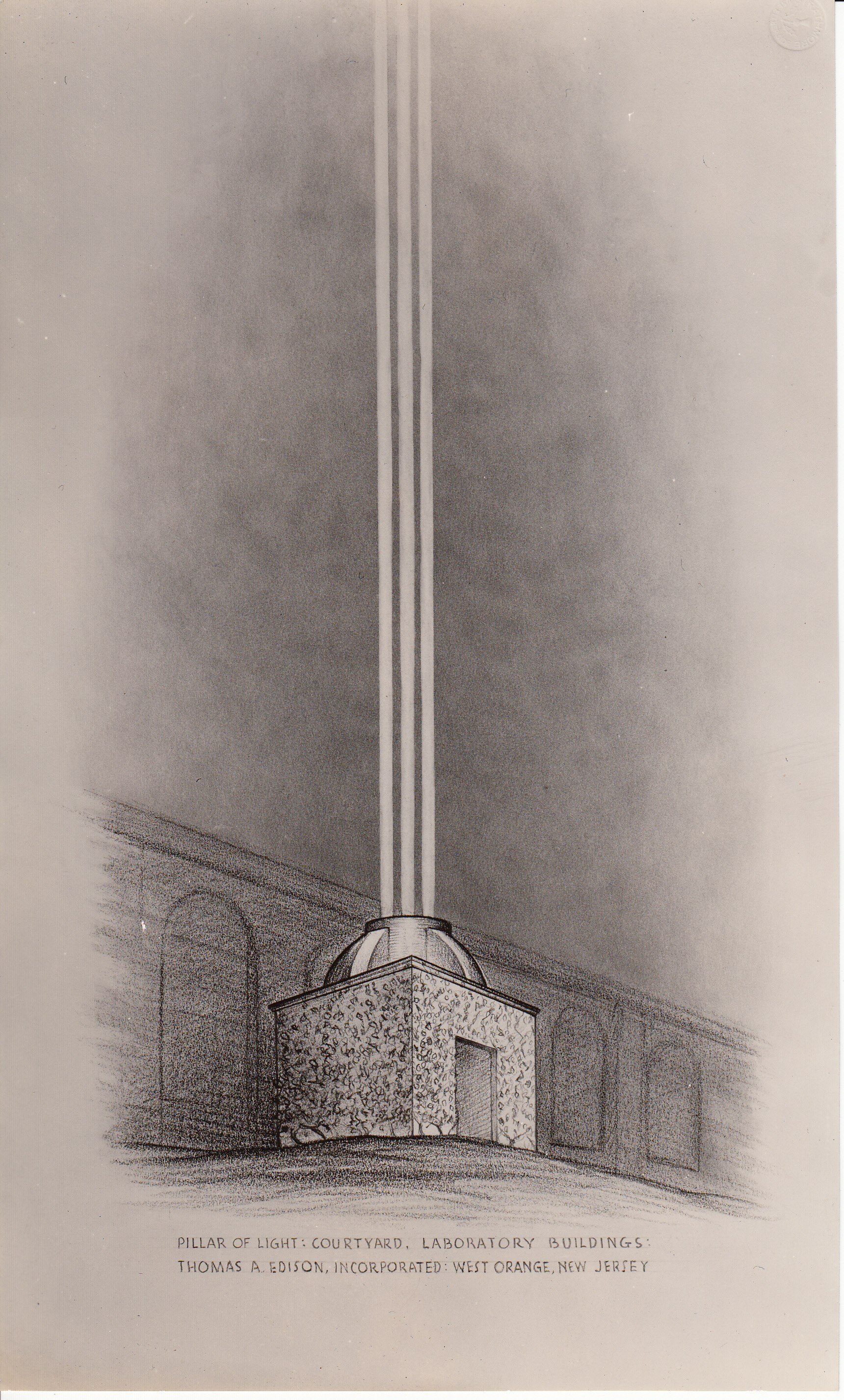 Rendering of the Pillar of Light in the Laboratory Courtyard.