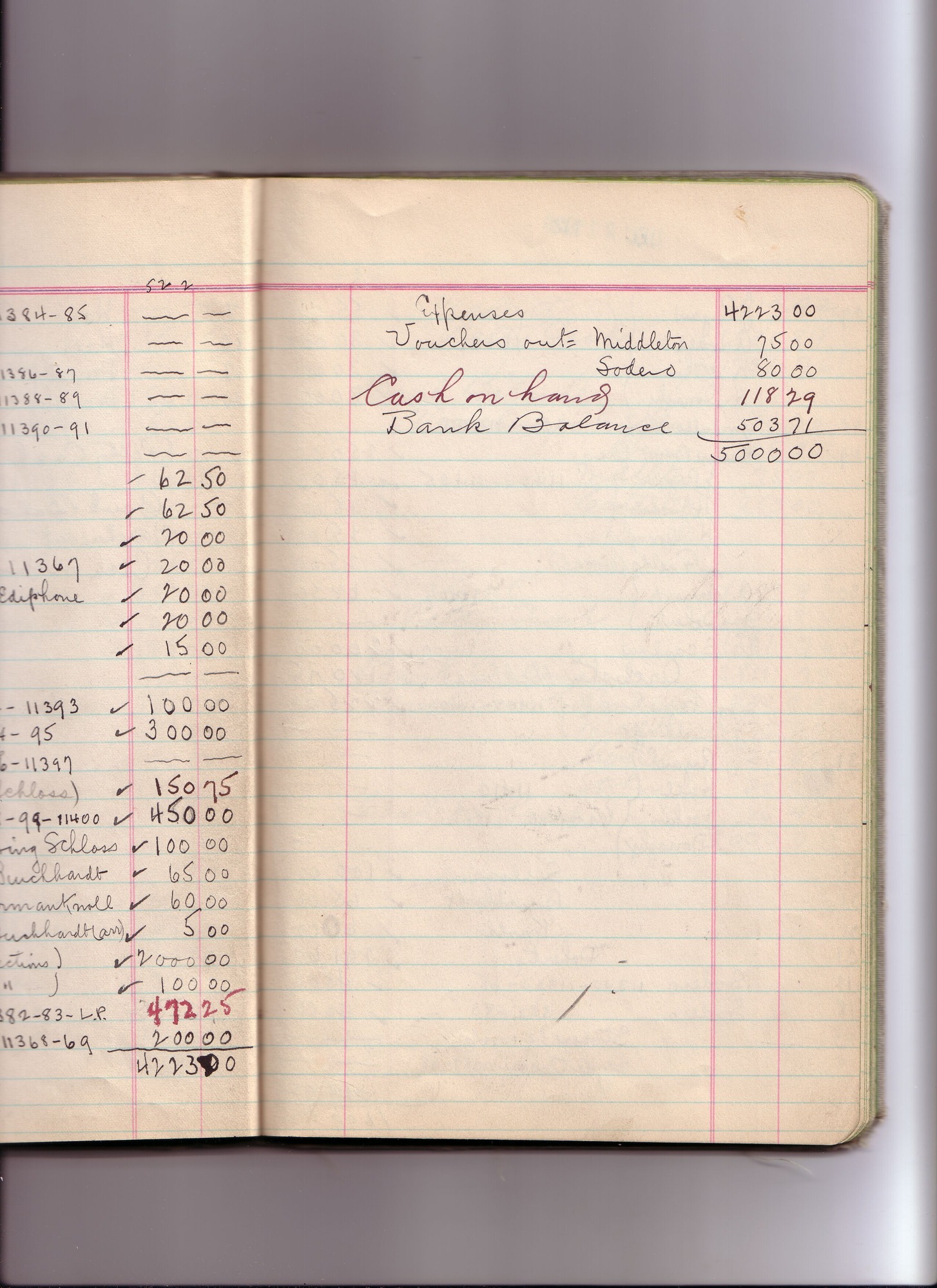 Thomas Edison's New York City Recording Studio Cash Book 19 (of 21), Image 77 (of 116).