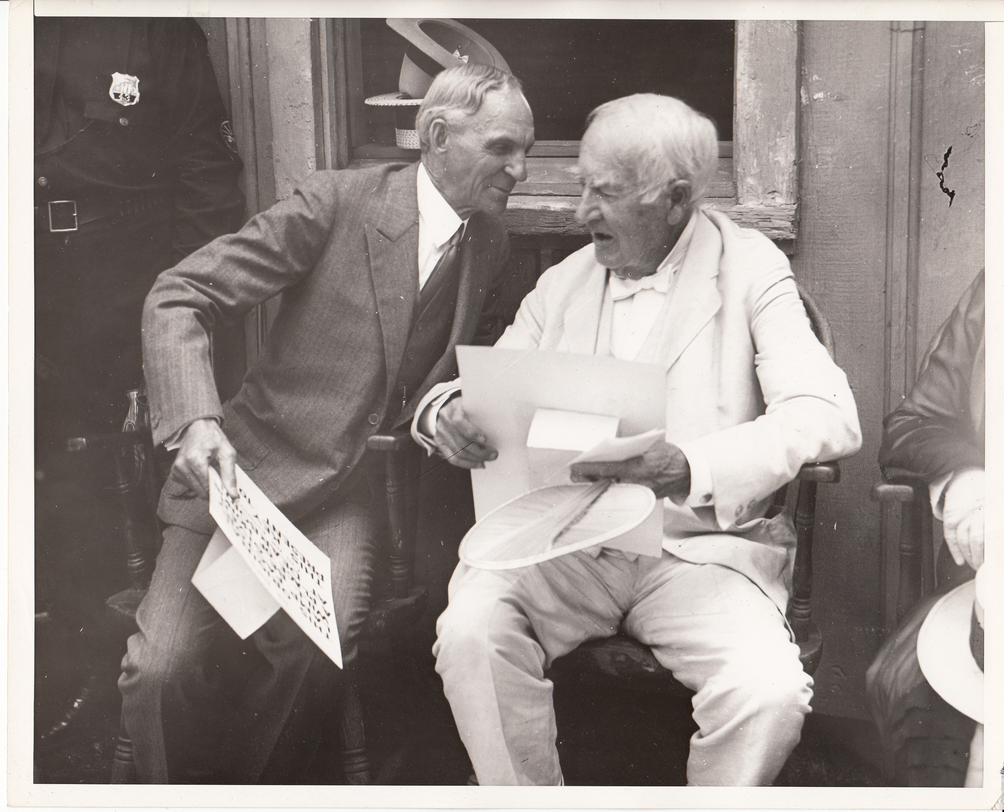 Henry Ford and Thomas Edison at presentation of Glass House.