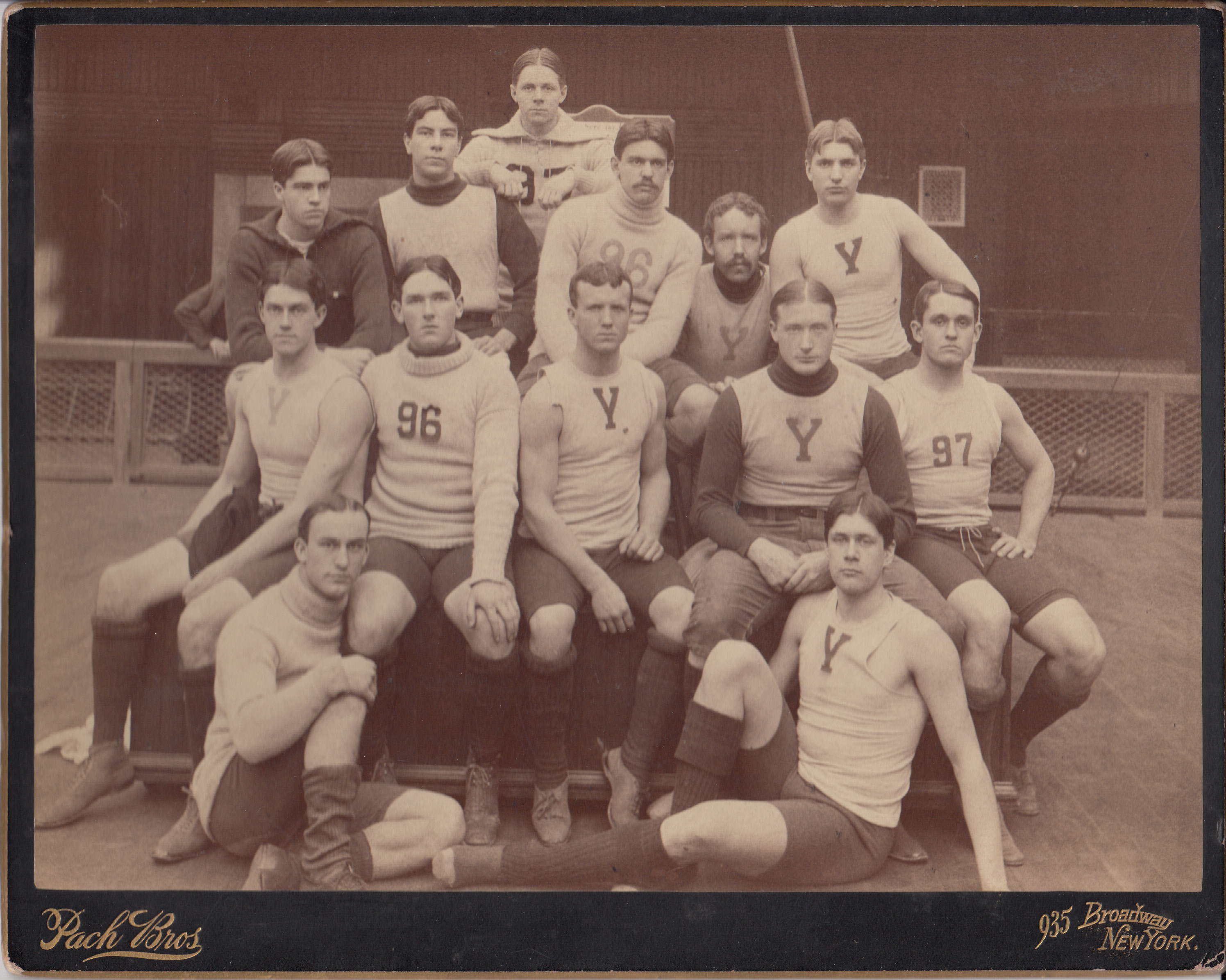 Yale varsity crew team with Theodore Westwood Miller sitting on ground at left.