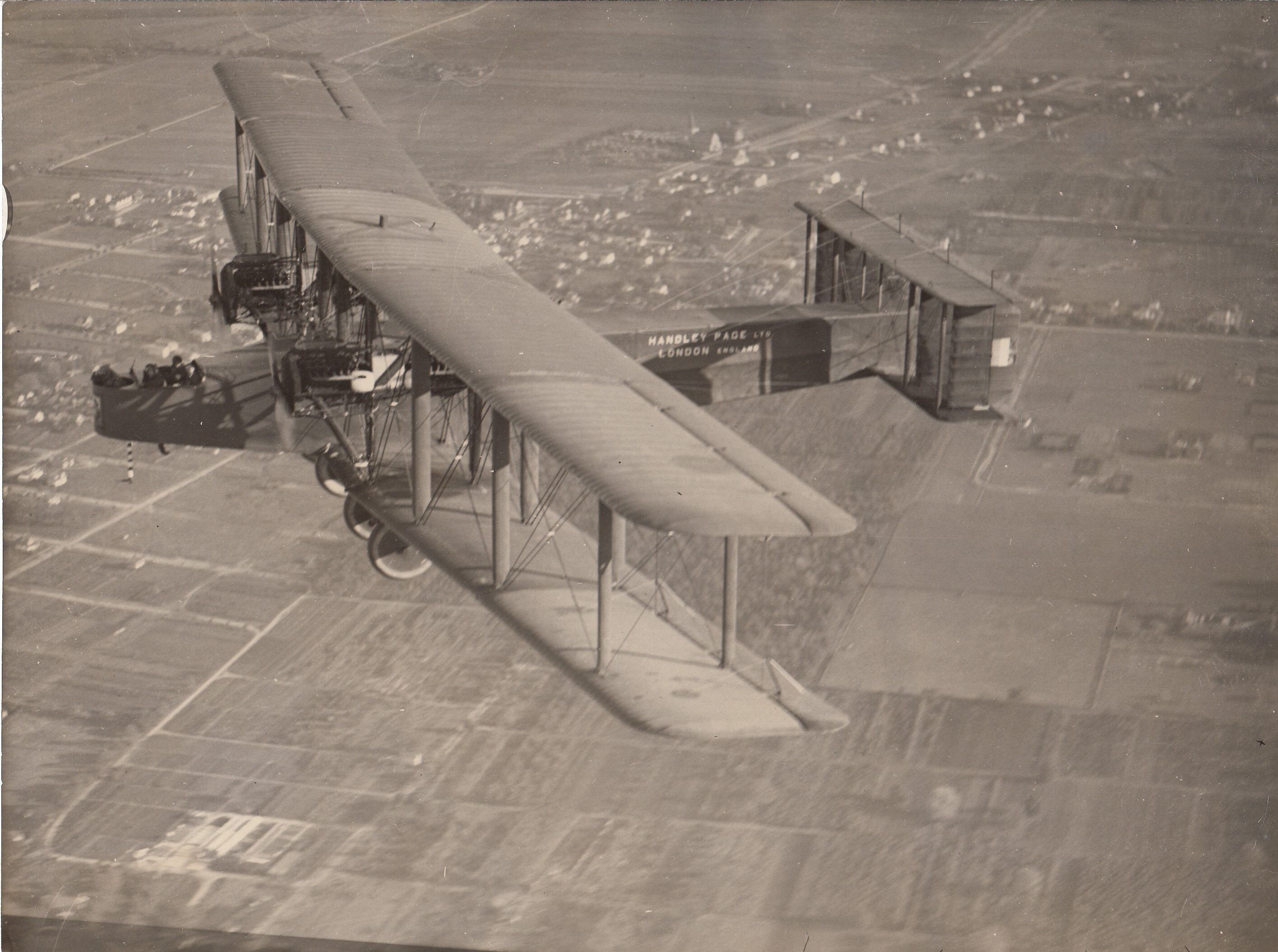 Hadley-Page airplane "Atlantic" in flight during non-stop trip from New York to Chicago.