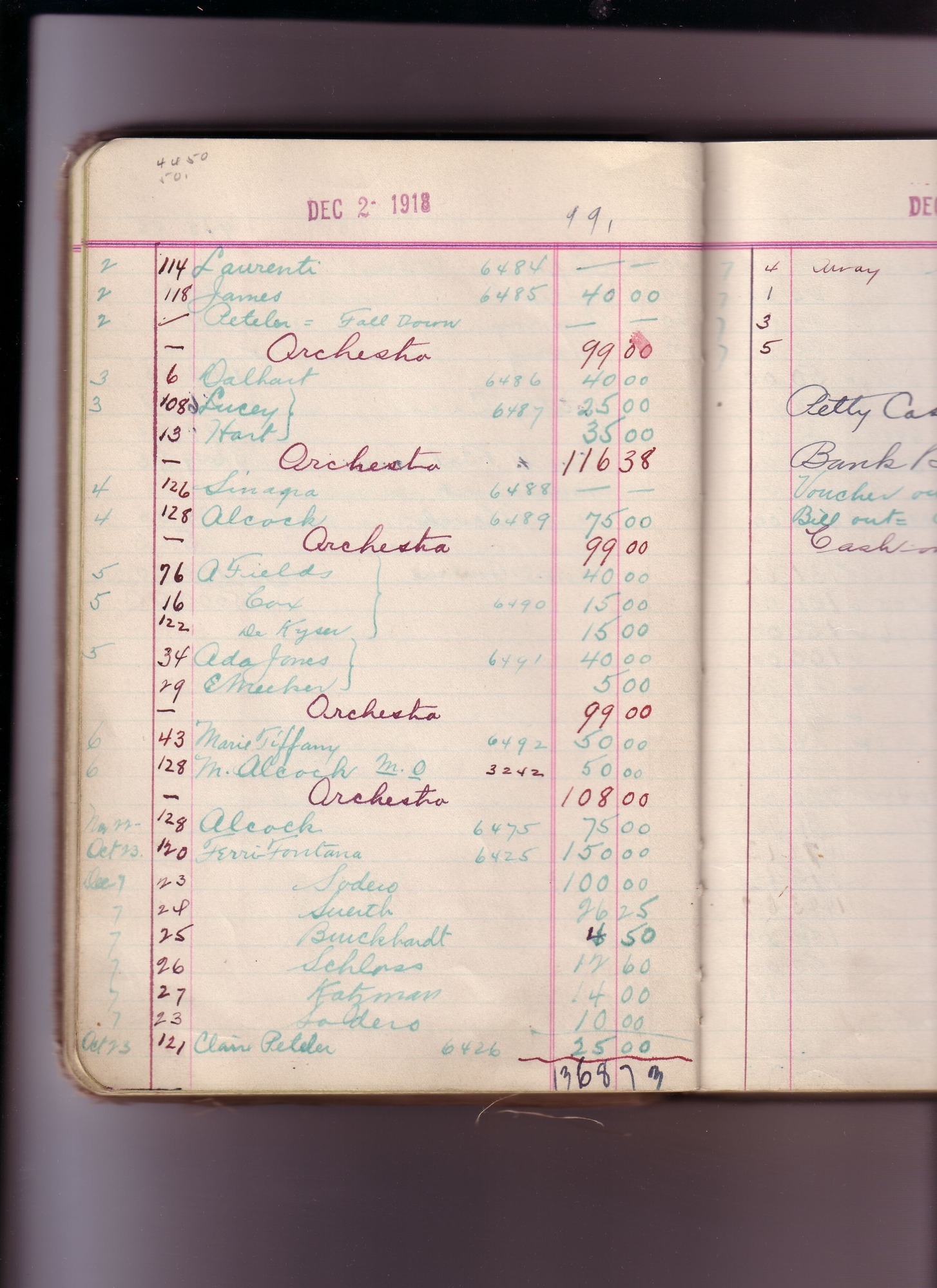 Thomas Edison's New York City Recording Studio Cash Book 16 (of 21), Image 68 (of 305)