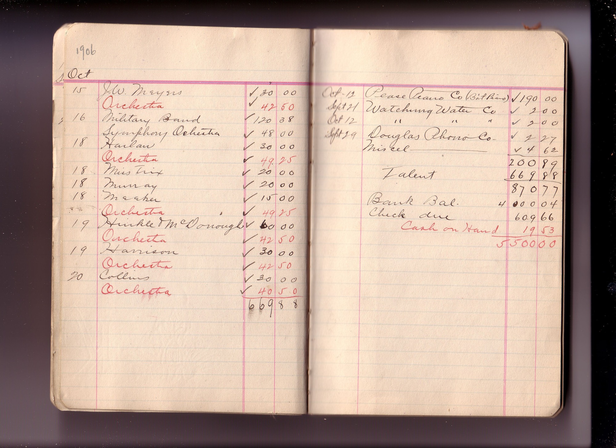 Thomas Edison's New York City Recording Studio Cash Book 03 (of 21), Image 18 (of 93).