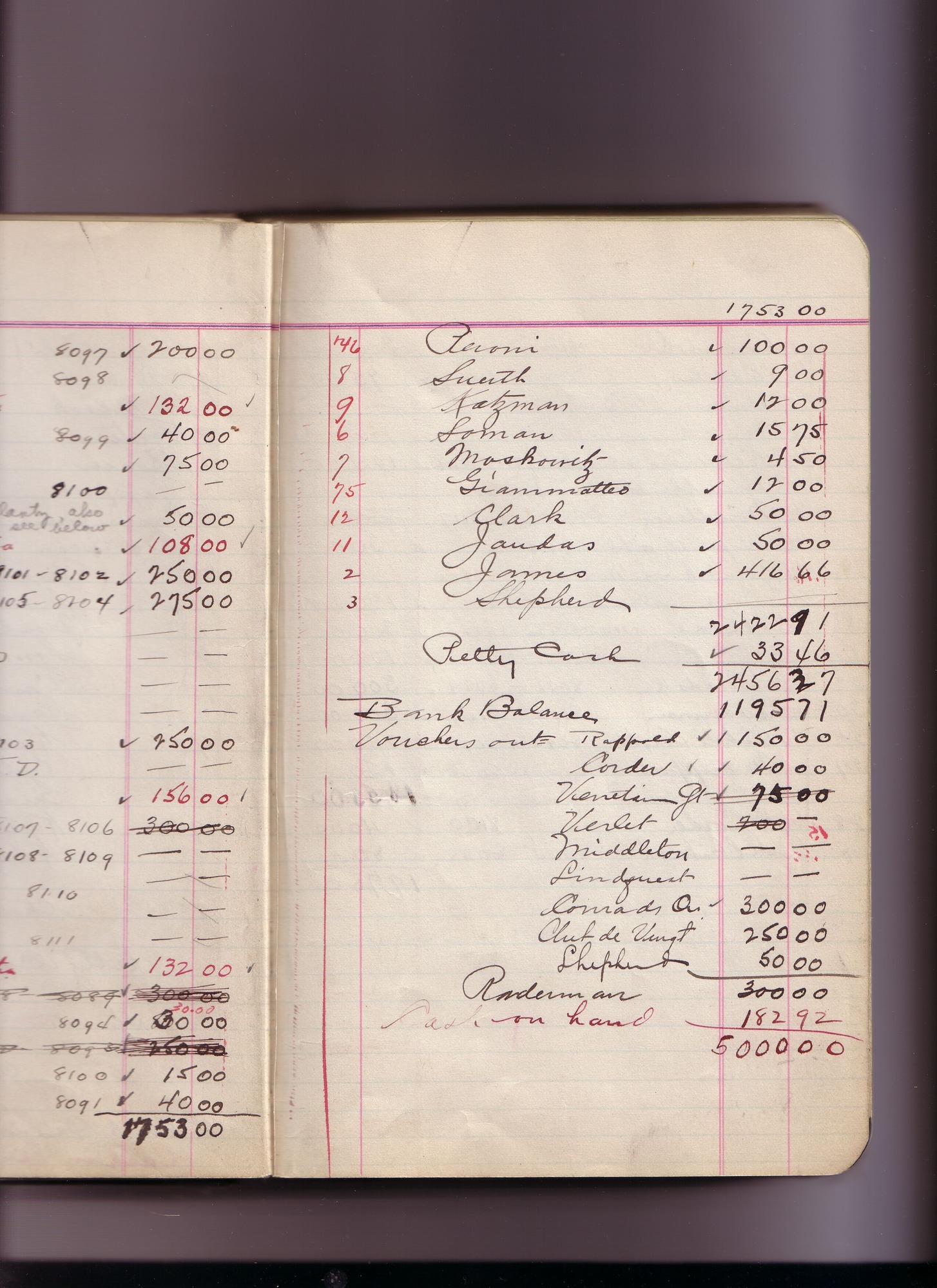 Thomas Edison's New York City Recording Studio Cash Book 17 (of 21), Image 59 (of 244).