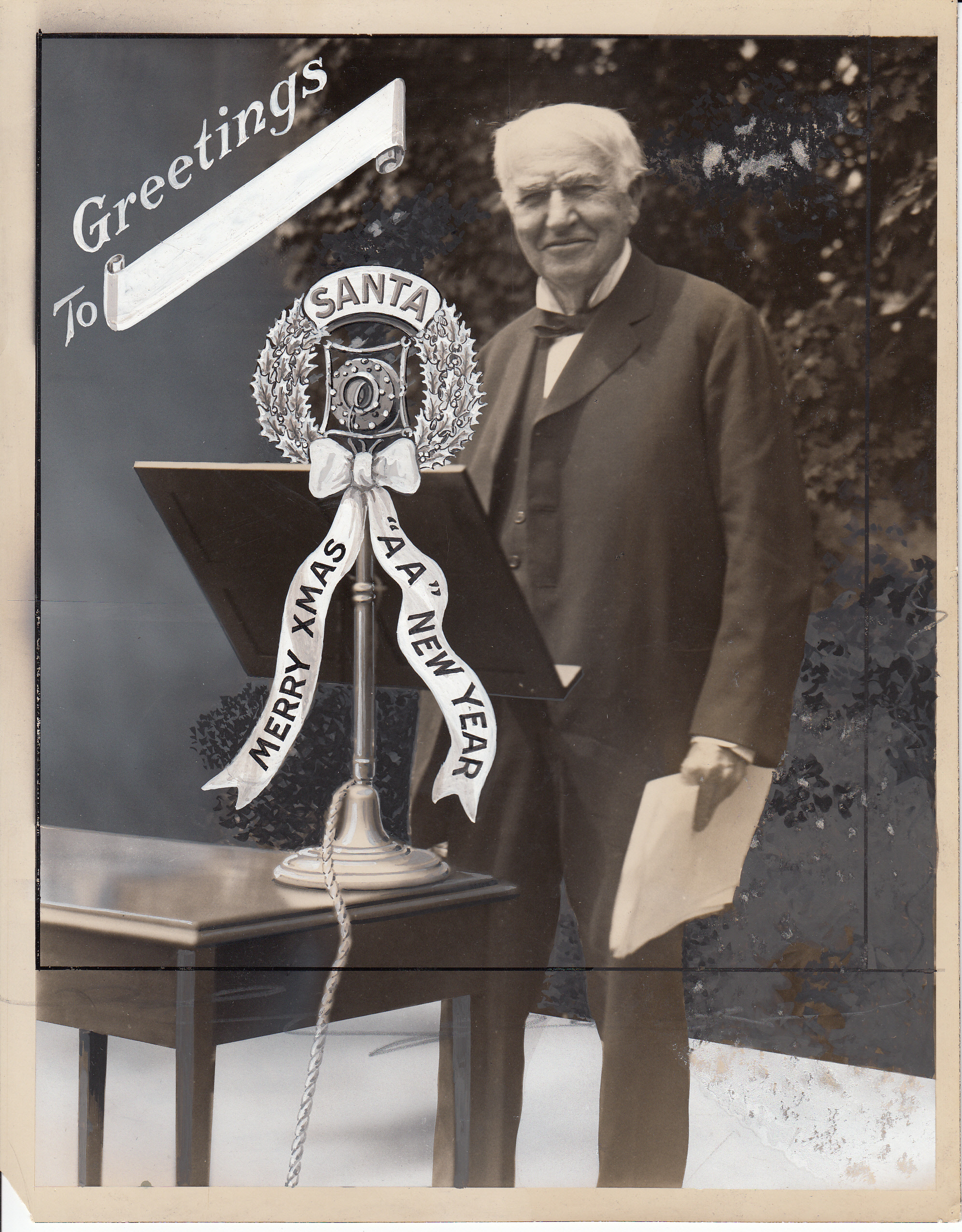 Thomas Edison sending Christmas greetings via radio.