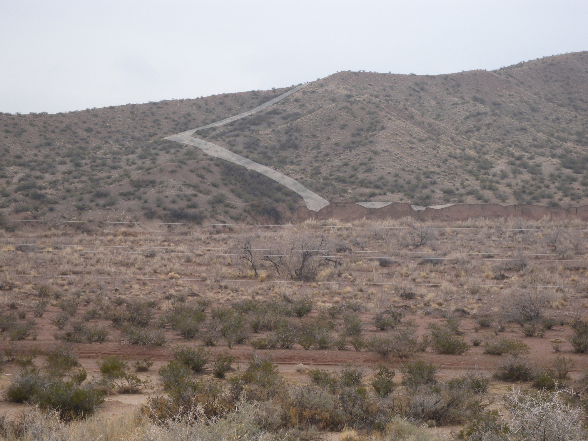 A dirt road in the middle of a desert.