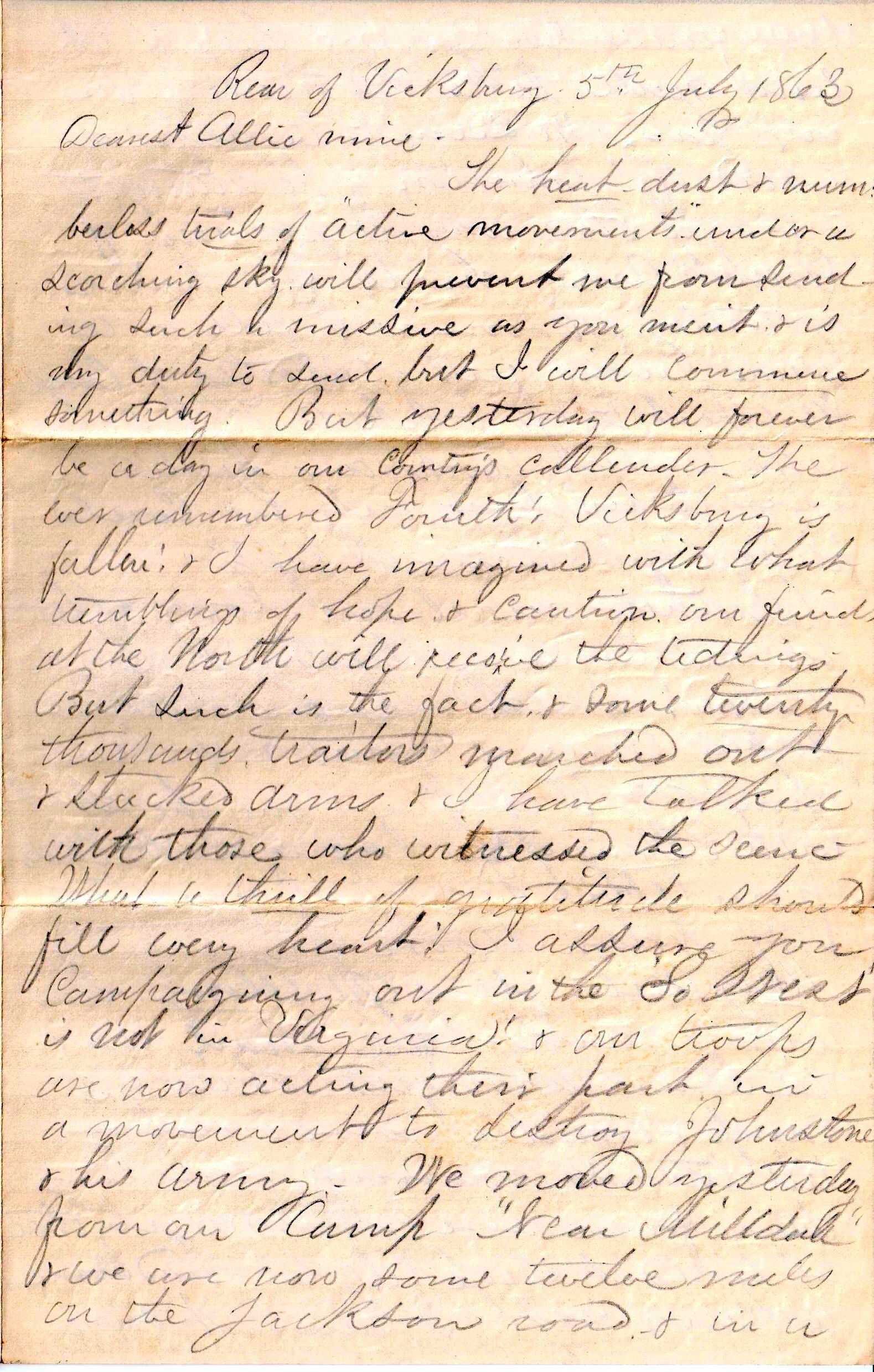 Jerome to Allie, July 5, 1863
