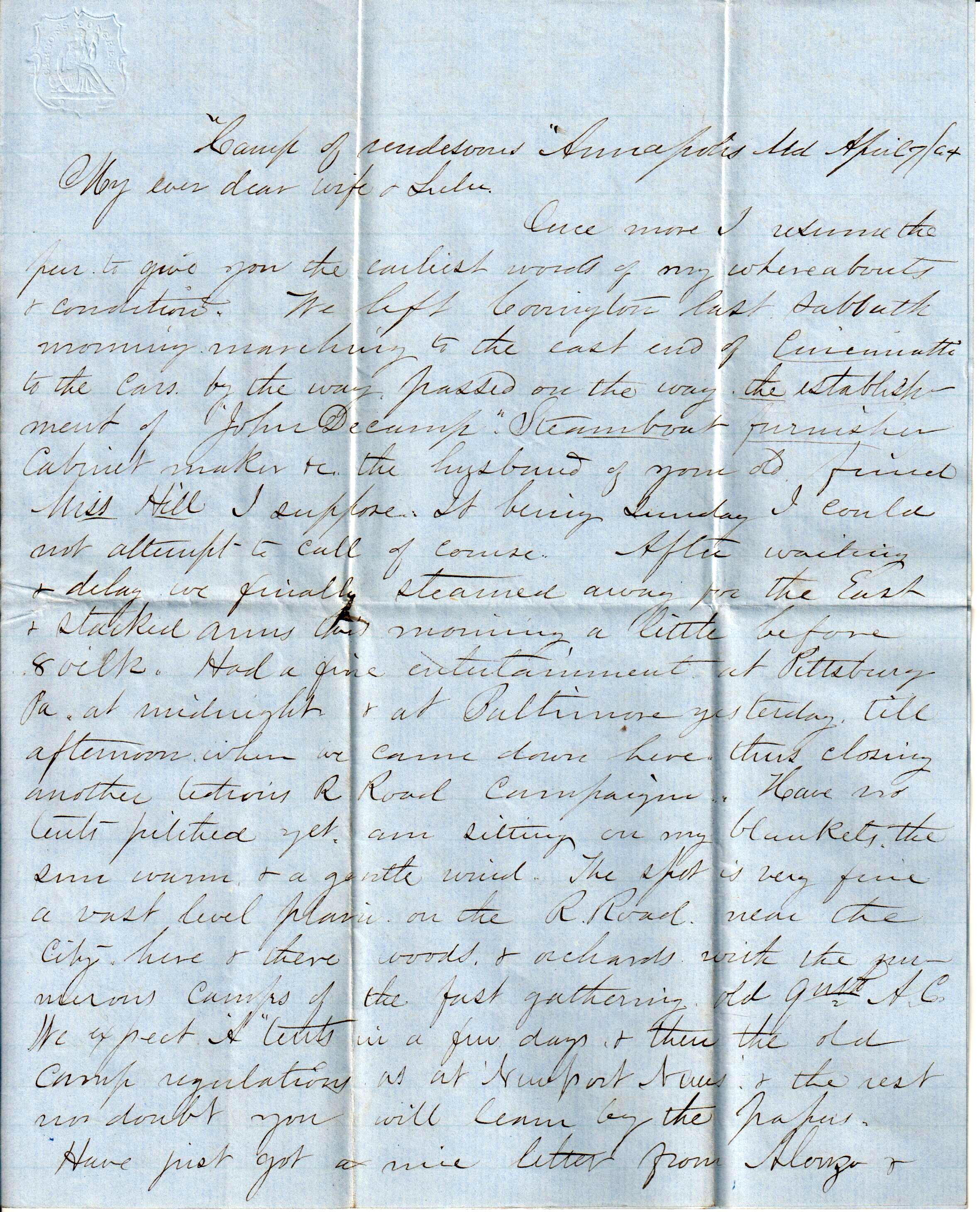 Jerome to Allie, April 7, 1864