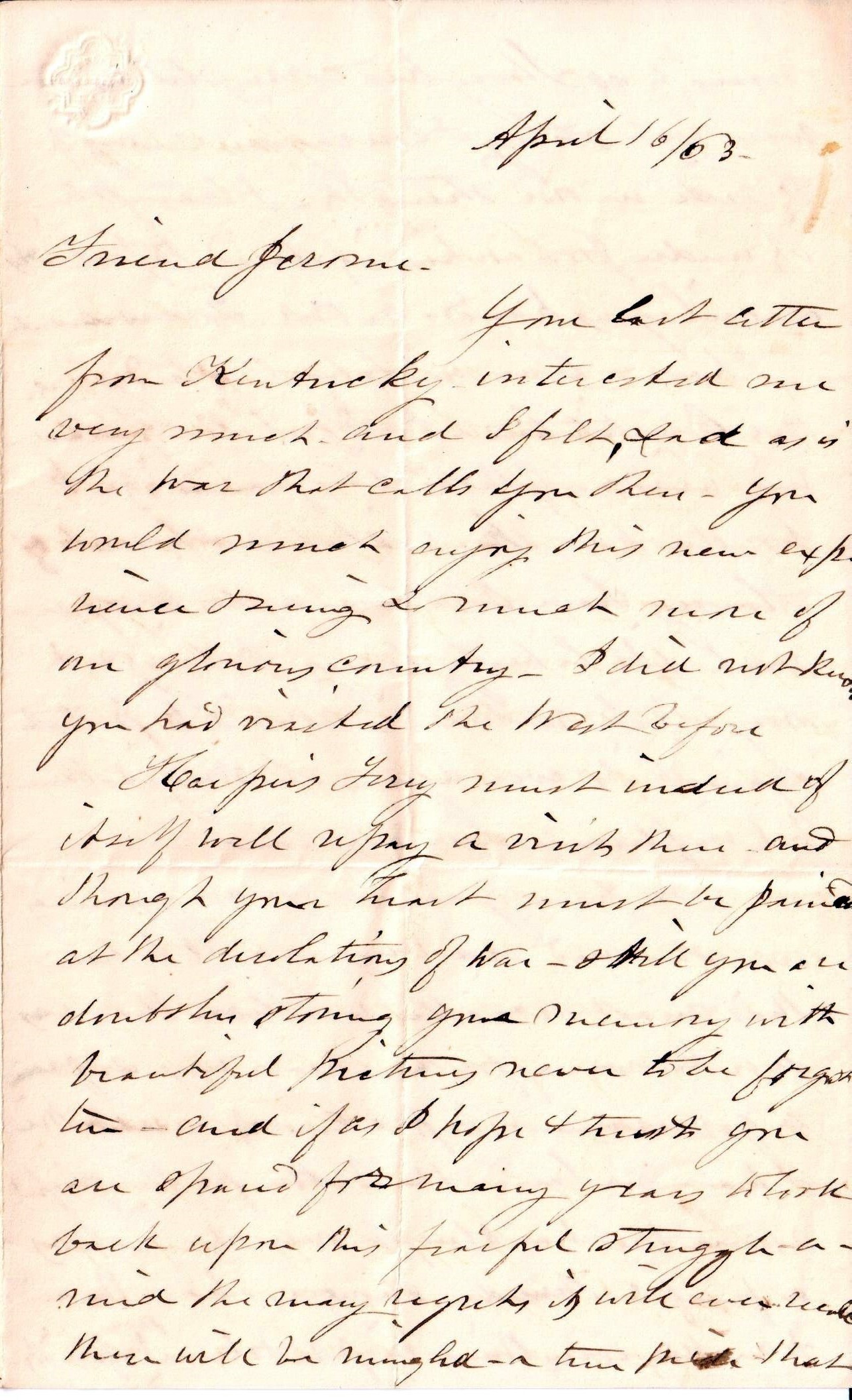 S. A. Waldo to Jerome, April 16, 1863