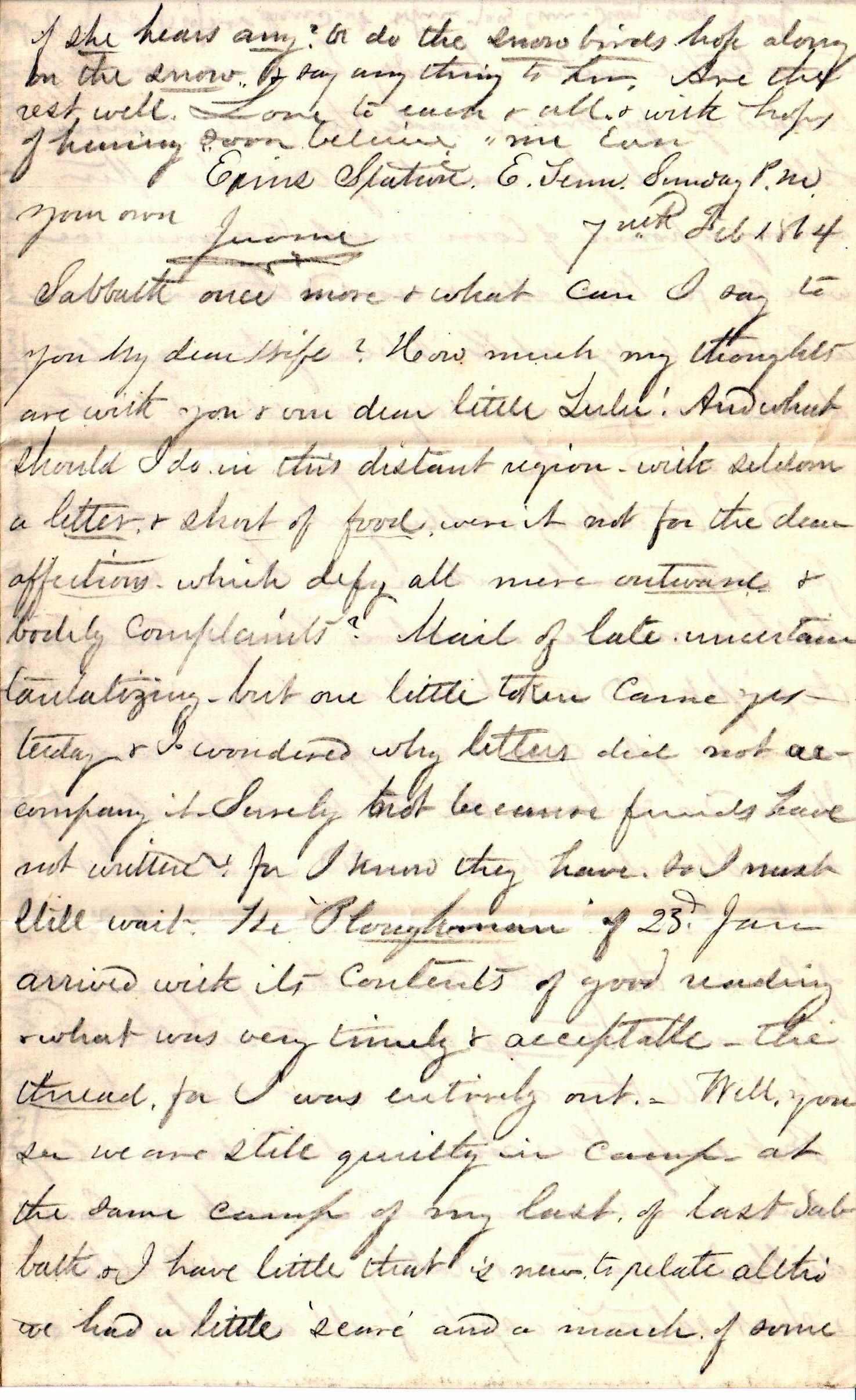 Jerome to Allie, February 7, 1864