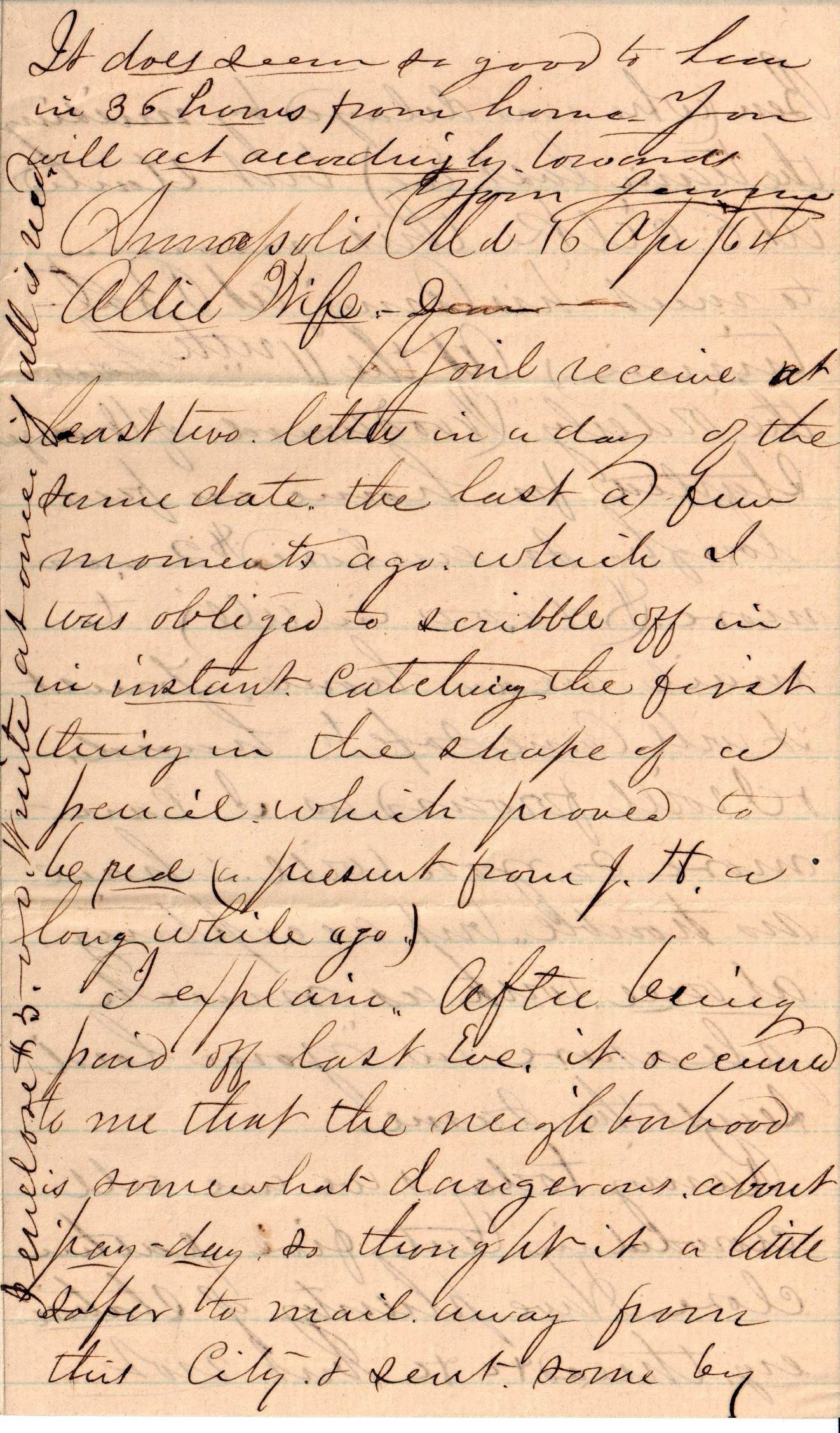 Jerome to Allie, April 16, 1864