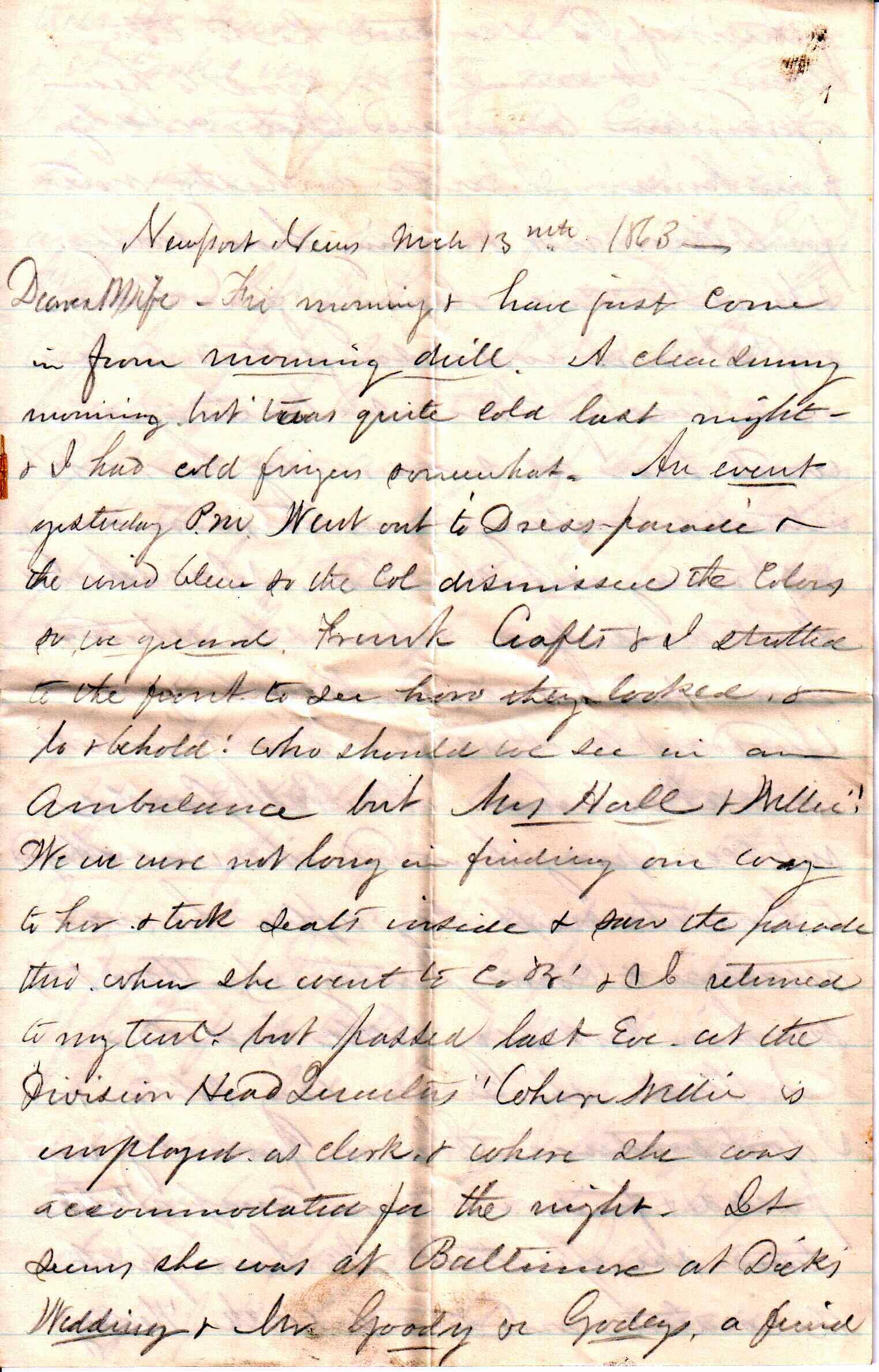 Jerome to Allie, March 13, 1863