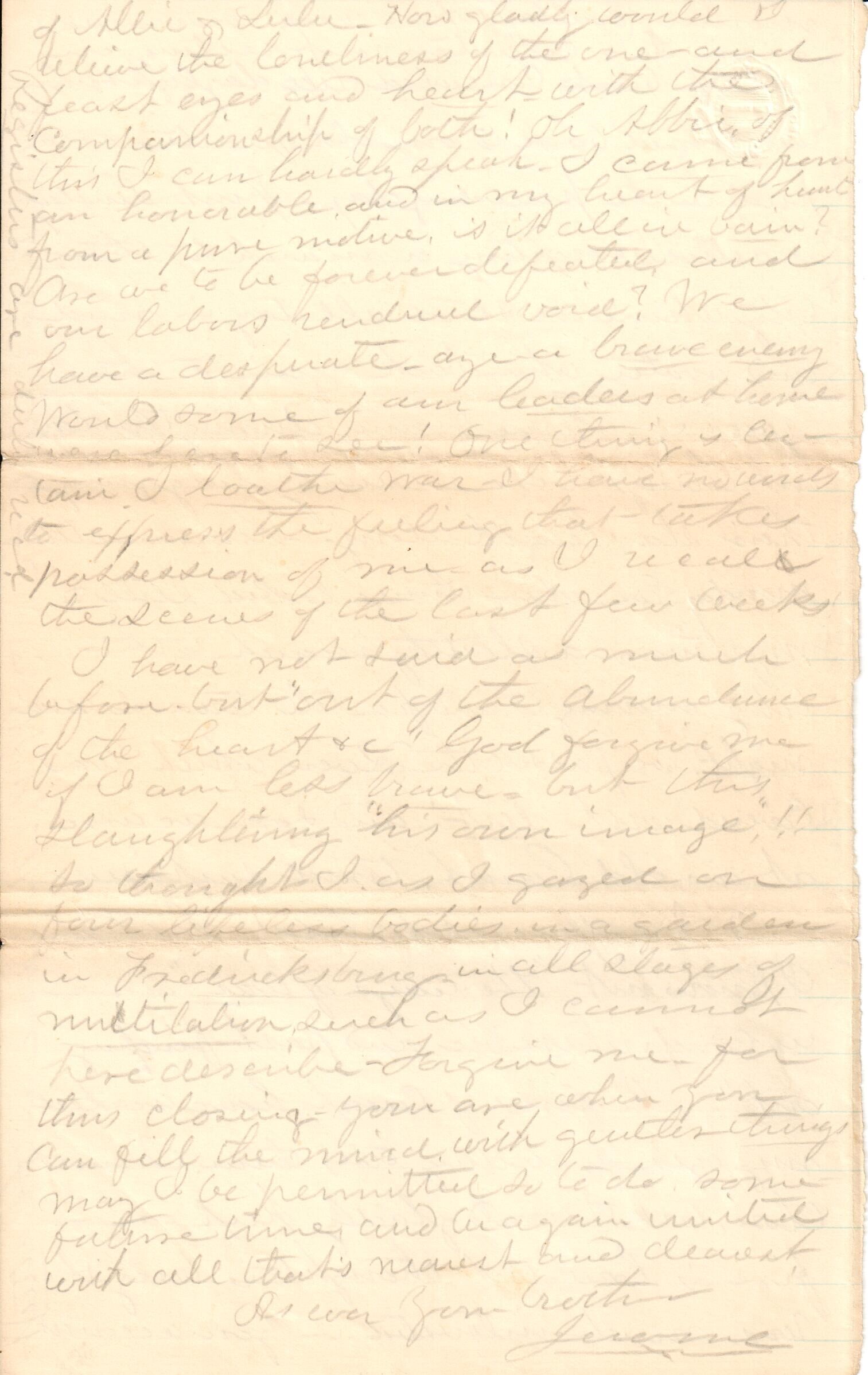 Jerome to Abbie, Late 1862 or early 1863