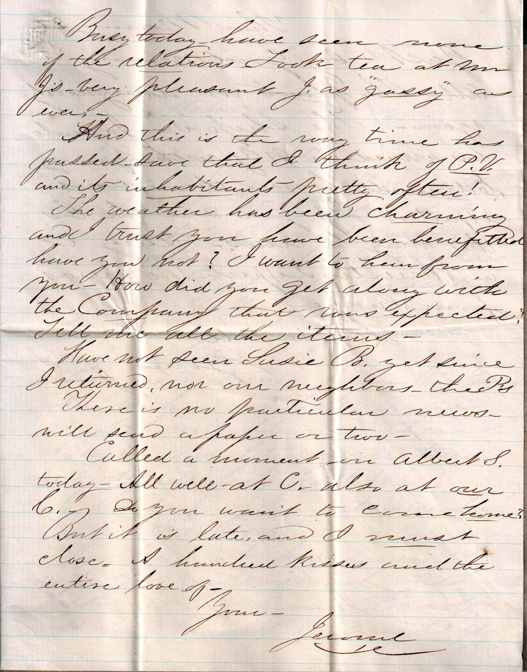 Jerome to Allie, August 25, 1858