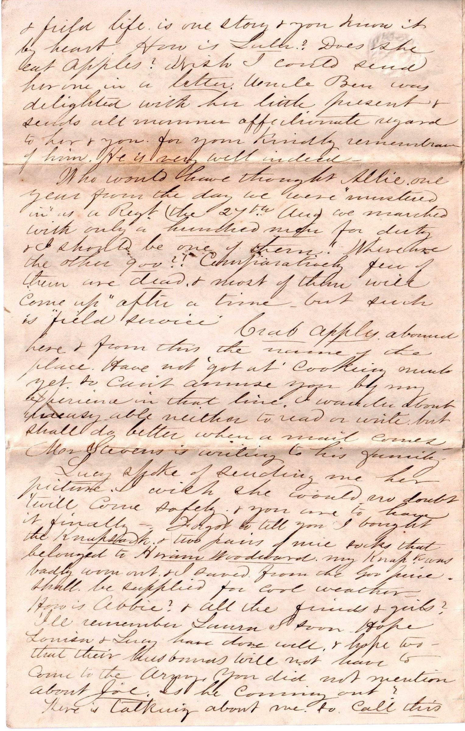 Jerome to Allie, August 30, 1863