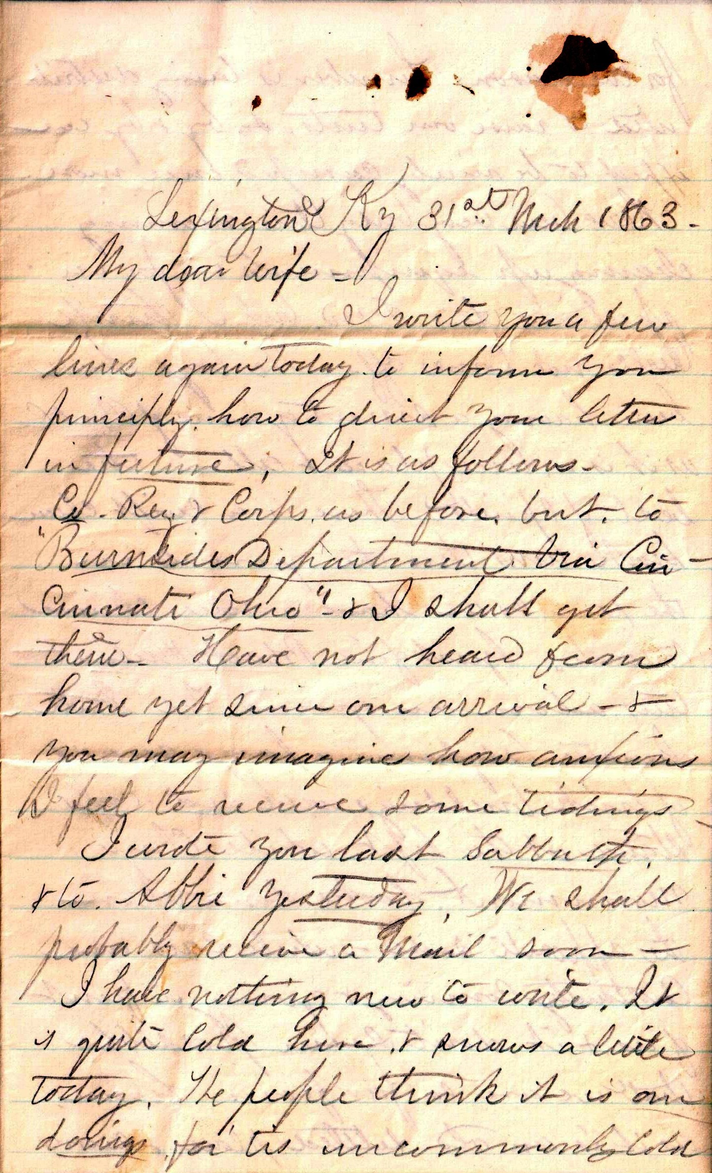 Jerome to Allie, March 31, 1863